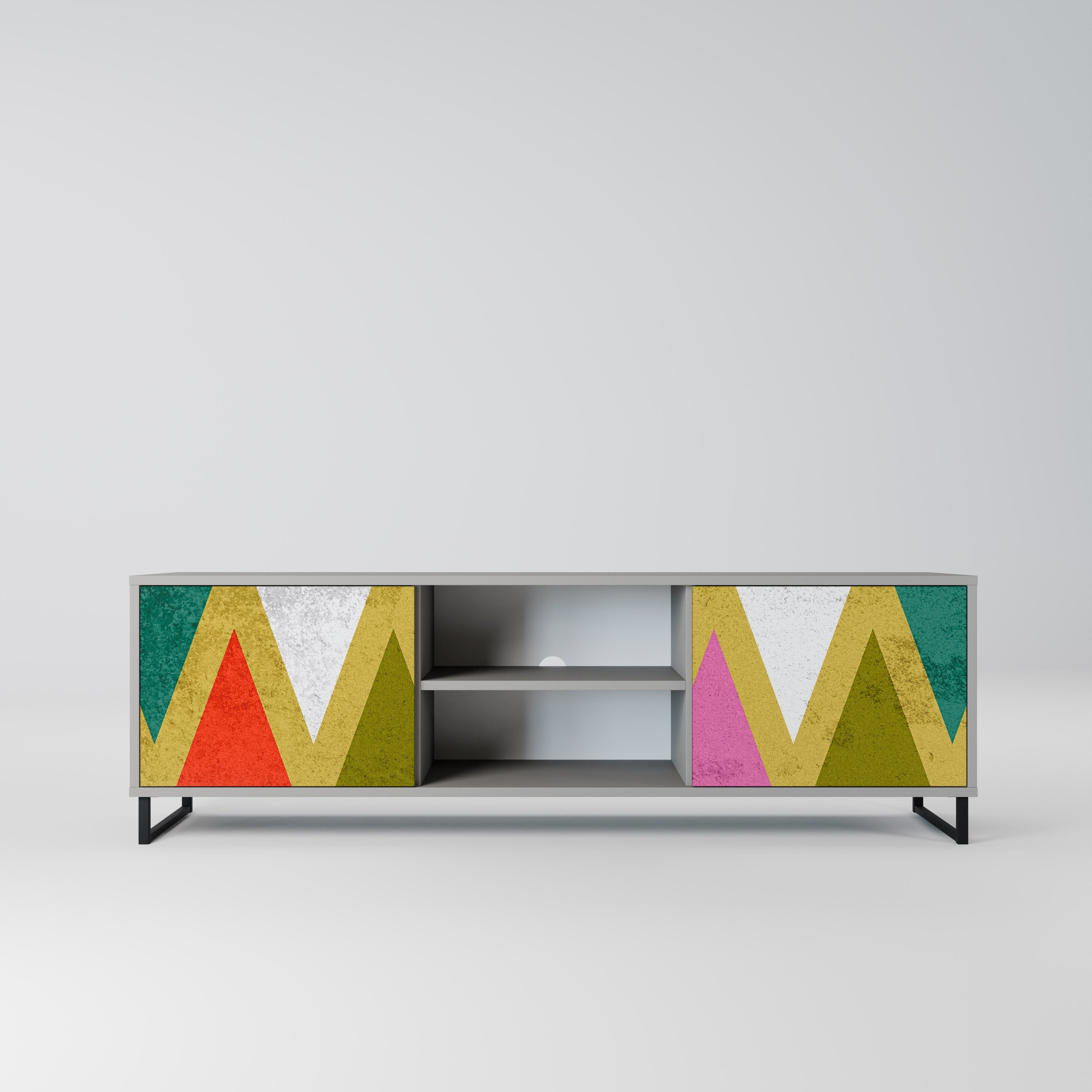 COLORFUL TRIANGLES 2-Door TV Stand in Grey Finish