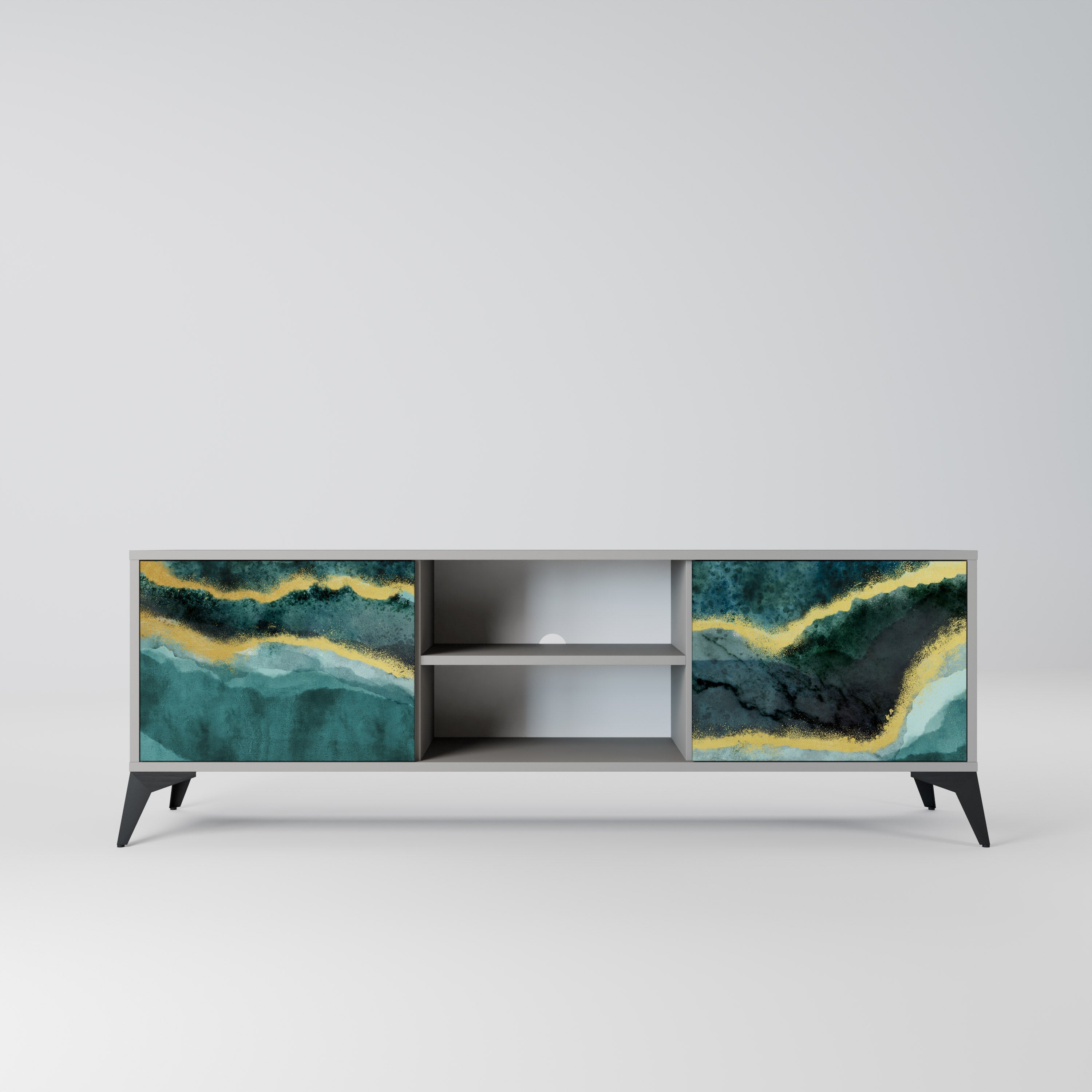 GOLDRUSH ODYSSEY 2-Door TV Stand in Grey Finish