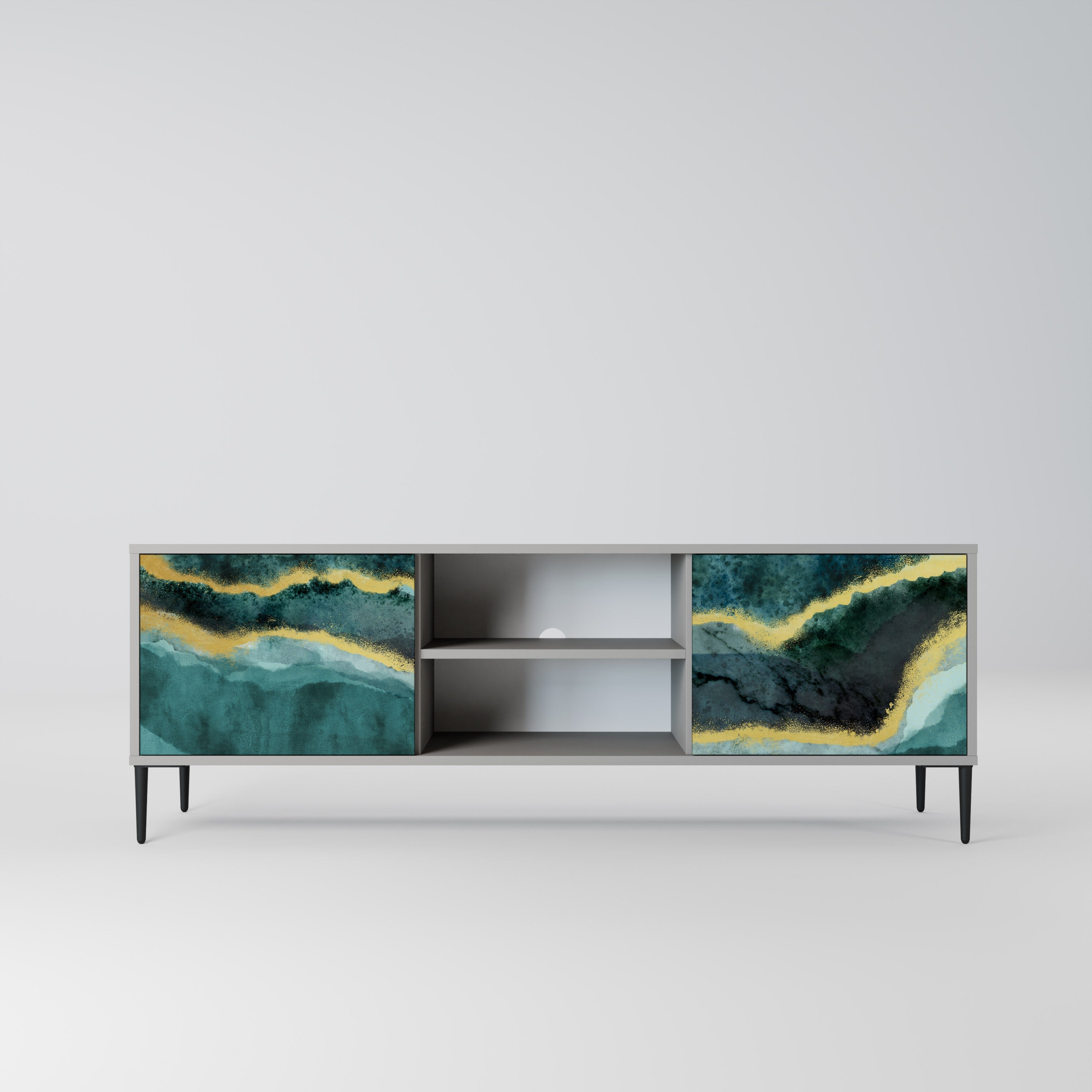 GOLDRUSH ODYSSEY 2-Door TV Stand in Grey Finish