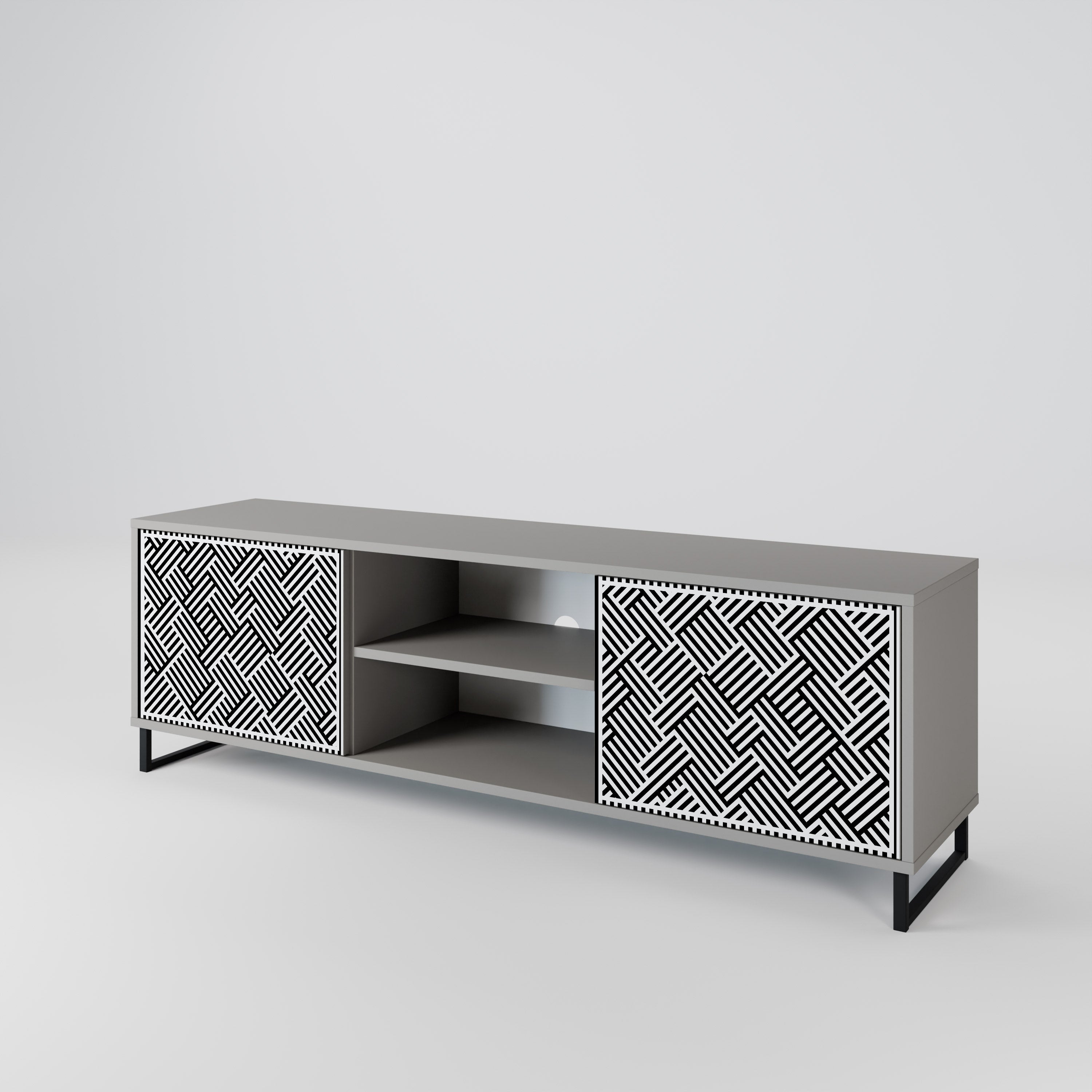 TEMPORARY SEQUENCE 2-Door TV Stand in Grey Finish