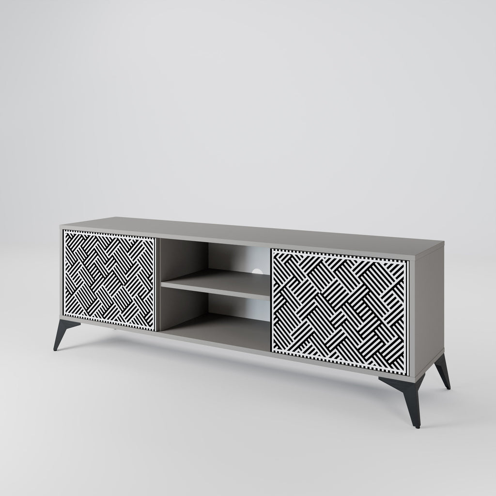 TEMPORARY SEQUENCE 2-Door TV Stand in Grey Finish