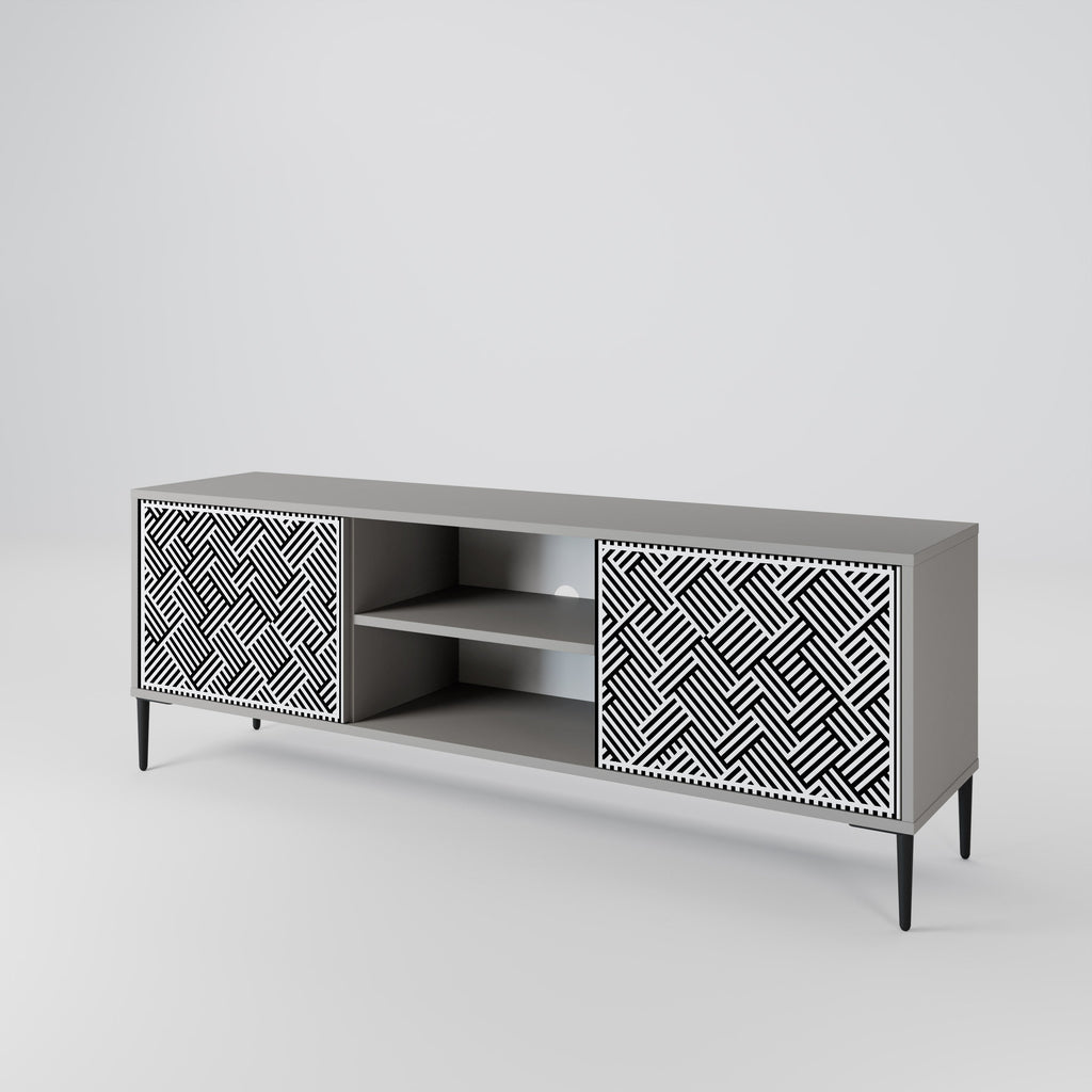 TEMPORARY SEQUENCE 2-Door TV Stand in Grey Finish