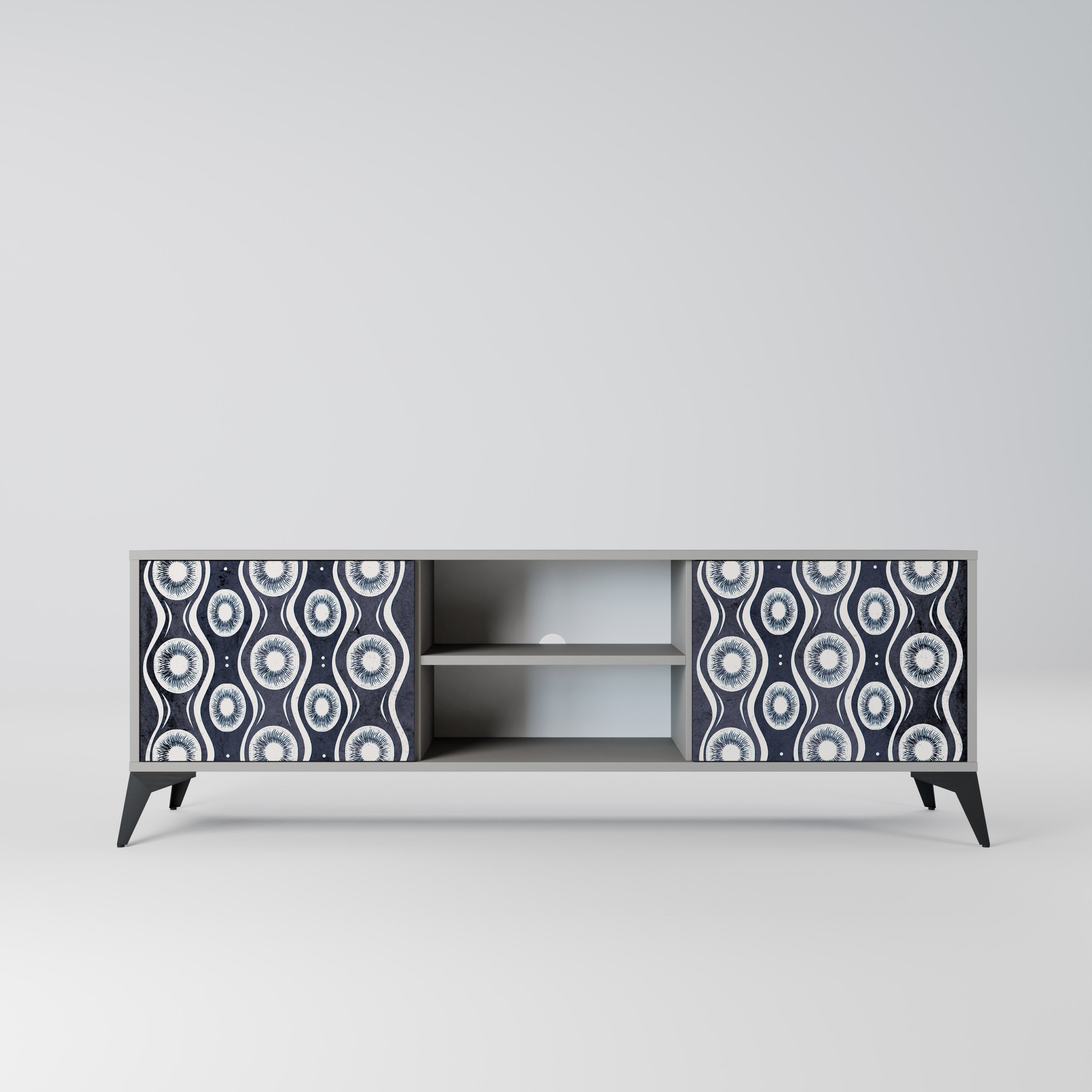 GRAPHITE EYES 2-Door TV Stand in Grey Finish