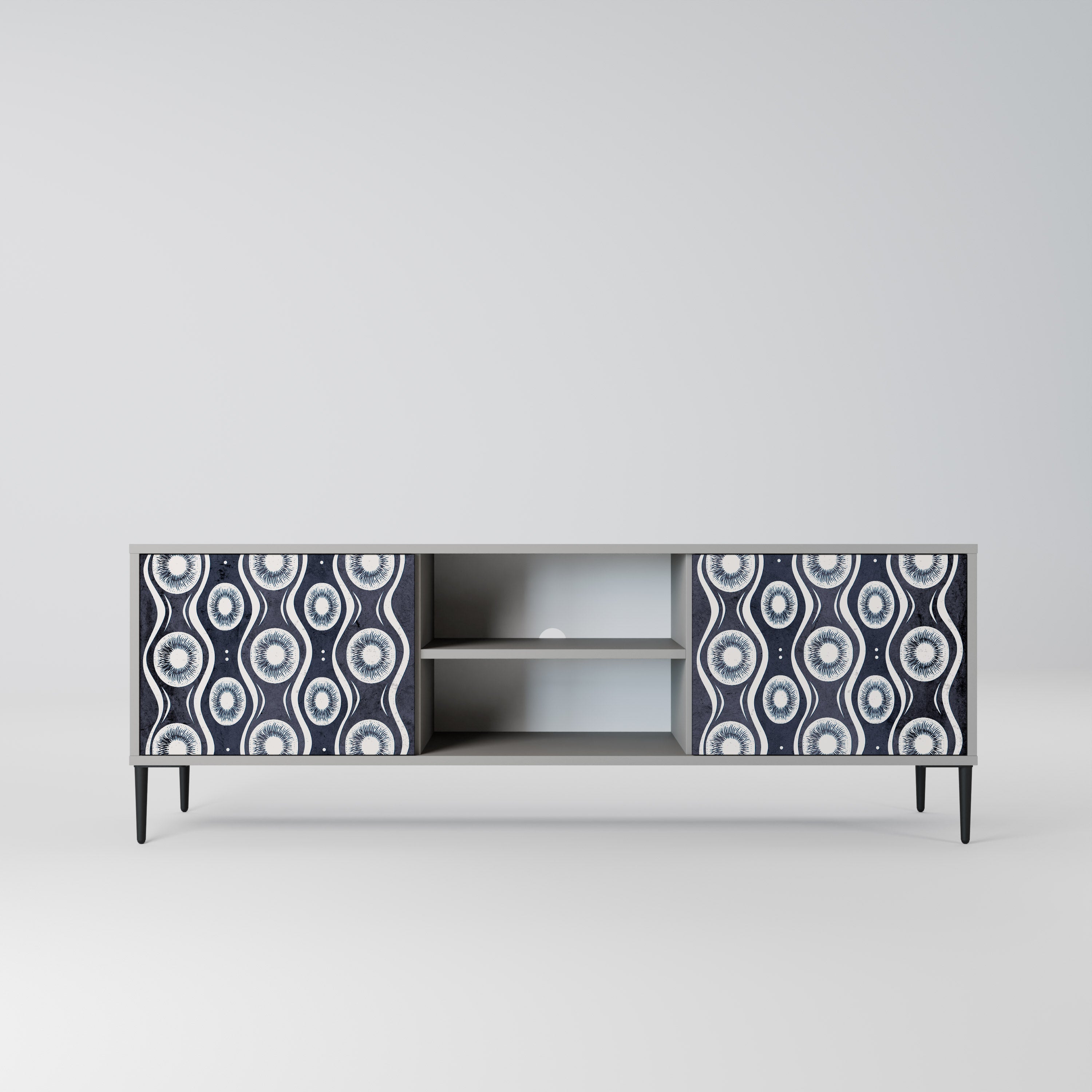 GRAPHITE EYES 2-Door TV Stand in Grey Finish