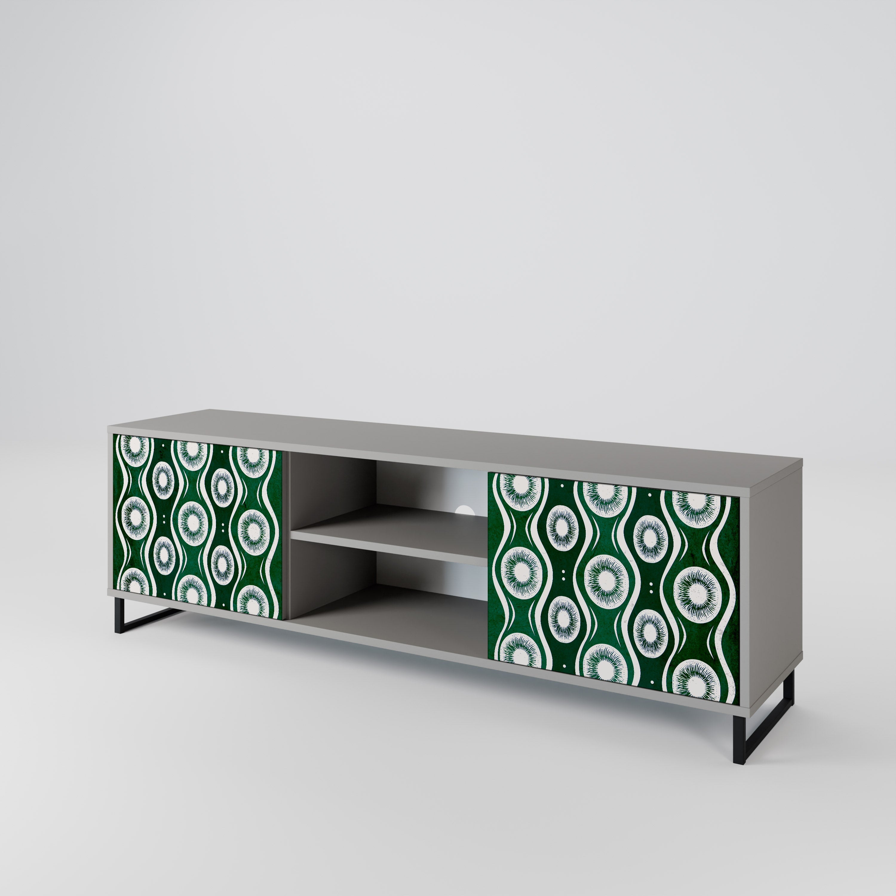 GREEN EYES 2-Door TV Stand in Grey Finish