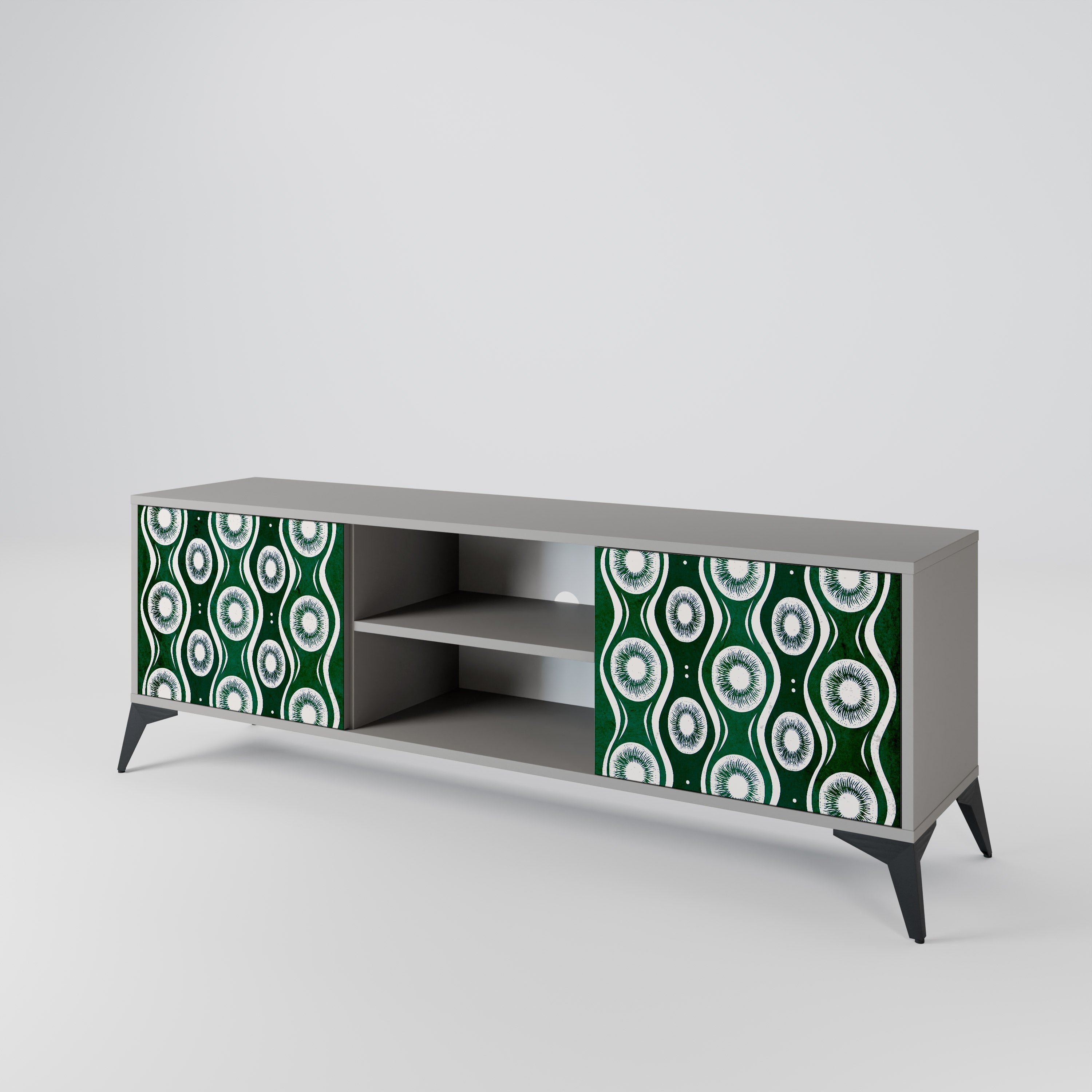 GREEN EYES 2-Door TV Stand in Grey Finish