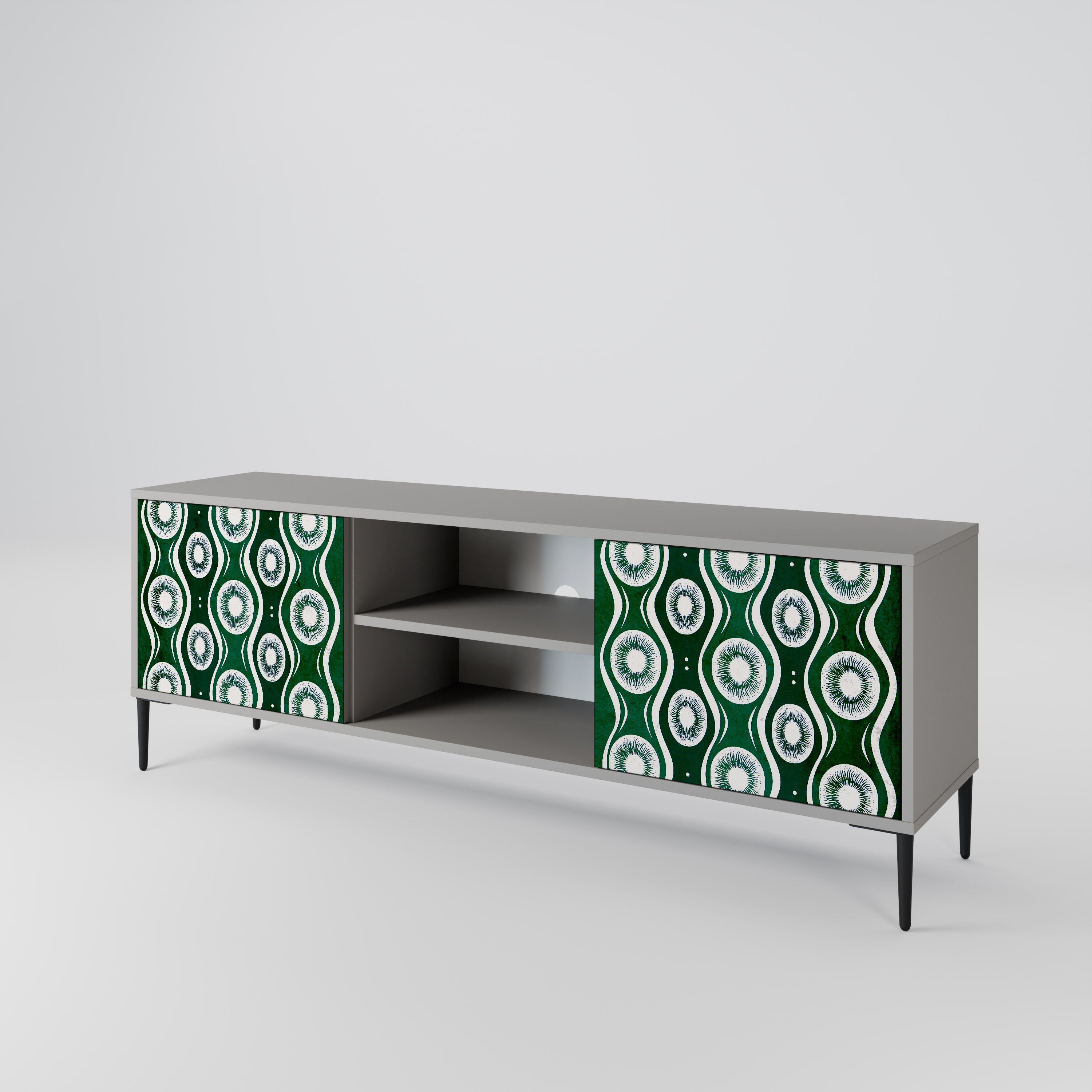 GREEN EYES 2-Door TV Stand in Grey Finish
