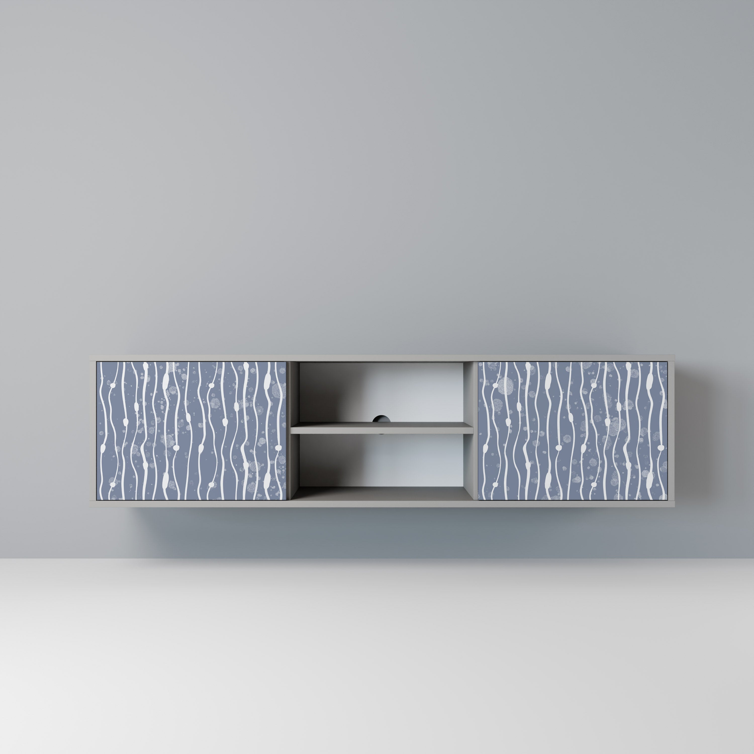 GRAPHITE RAIN 2-Door TV Stand in Grey Finish