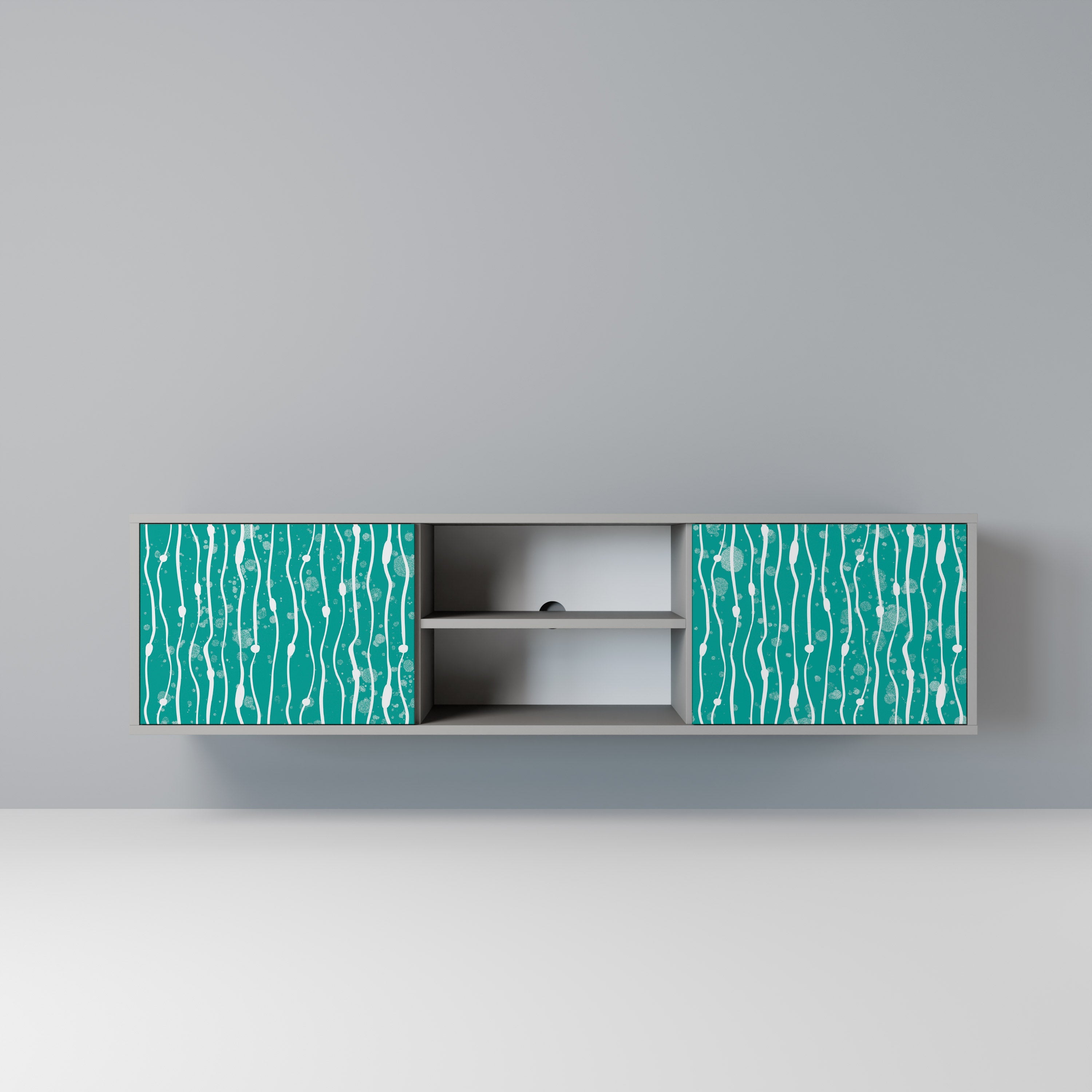 TURQUOISE RAIN 2-Door TV Stand in Grey Finish
