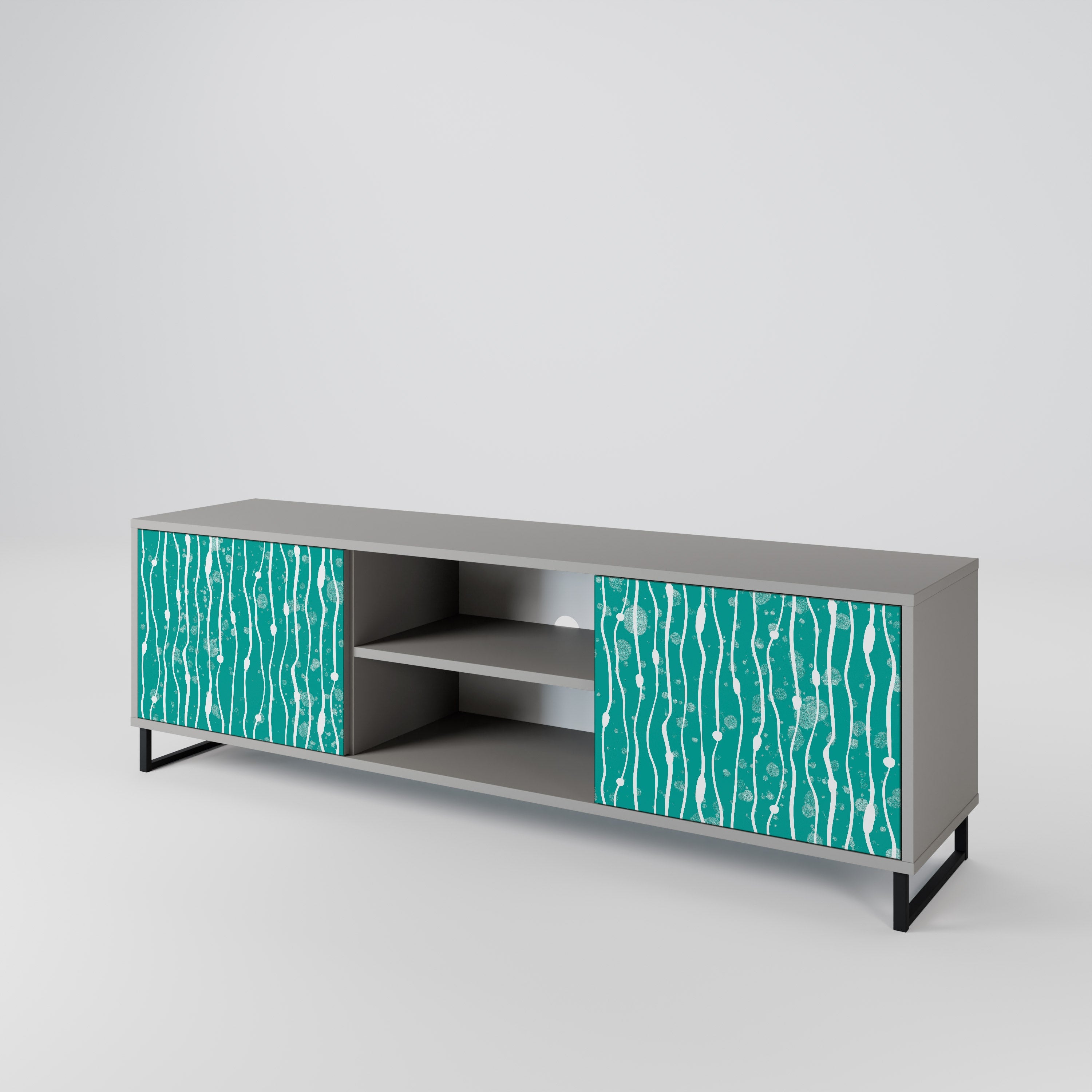 TURQUOISE RAIN 2-Door TV Stand in Grey Finish