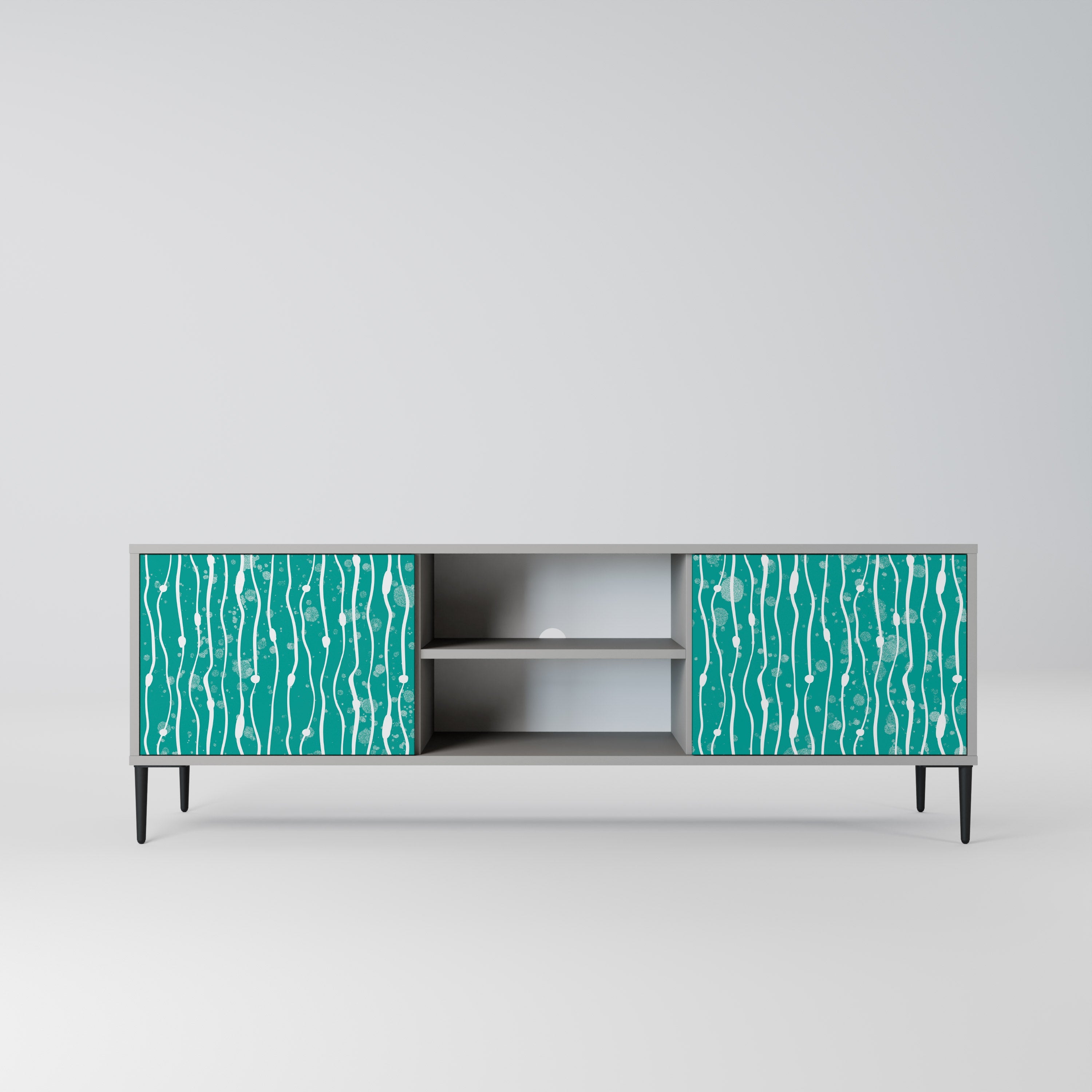 TURQUOISE RAIN 2-Door TV Stand in Grey Finish