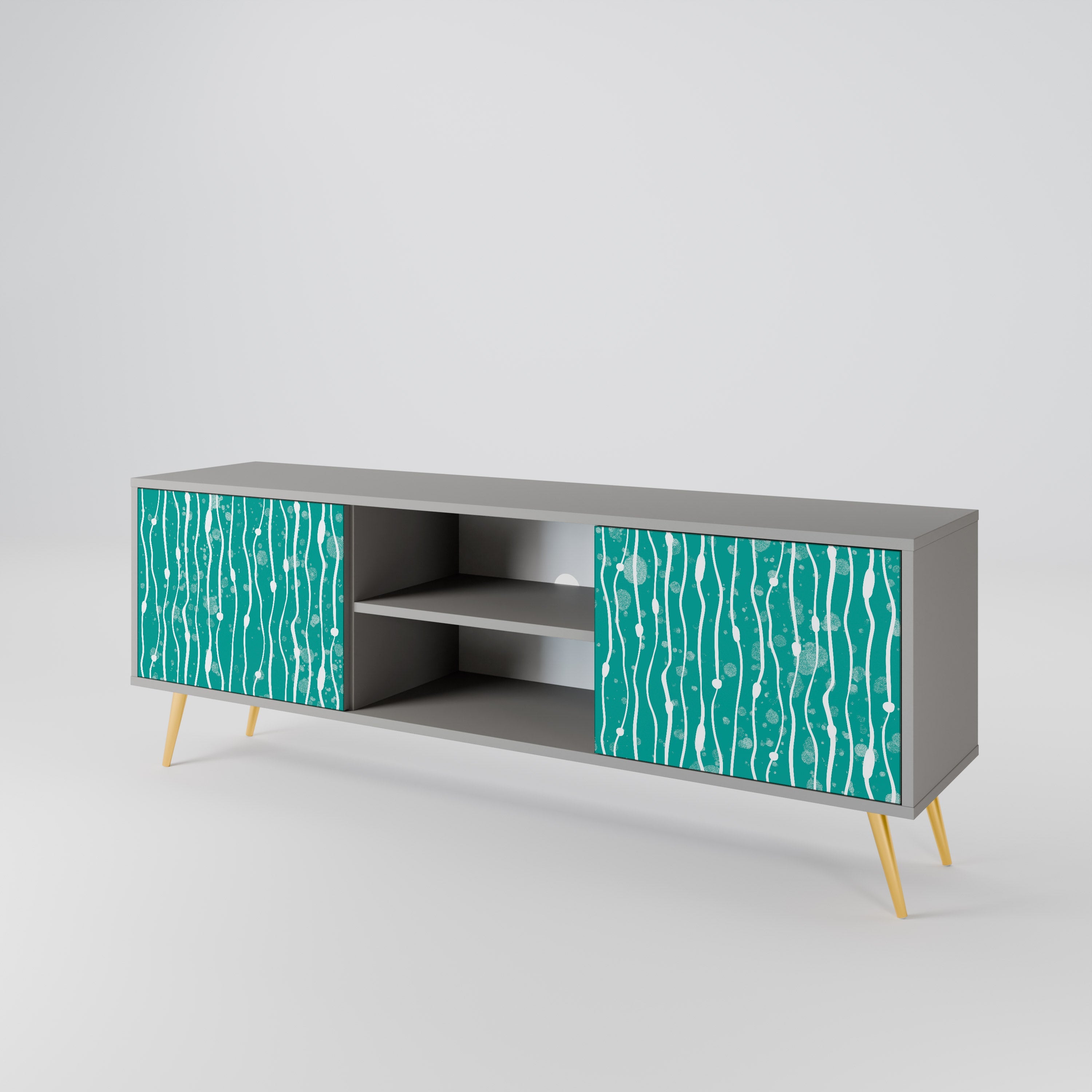 TURQUOISE RAIN 2-Door TV Stand in Grey Finish