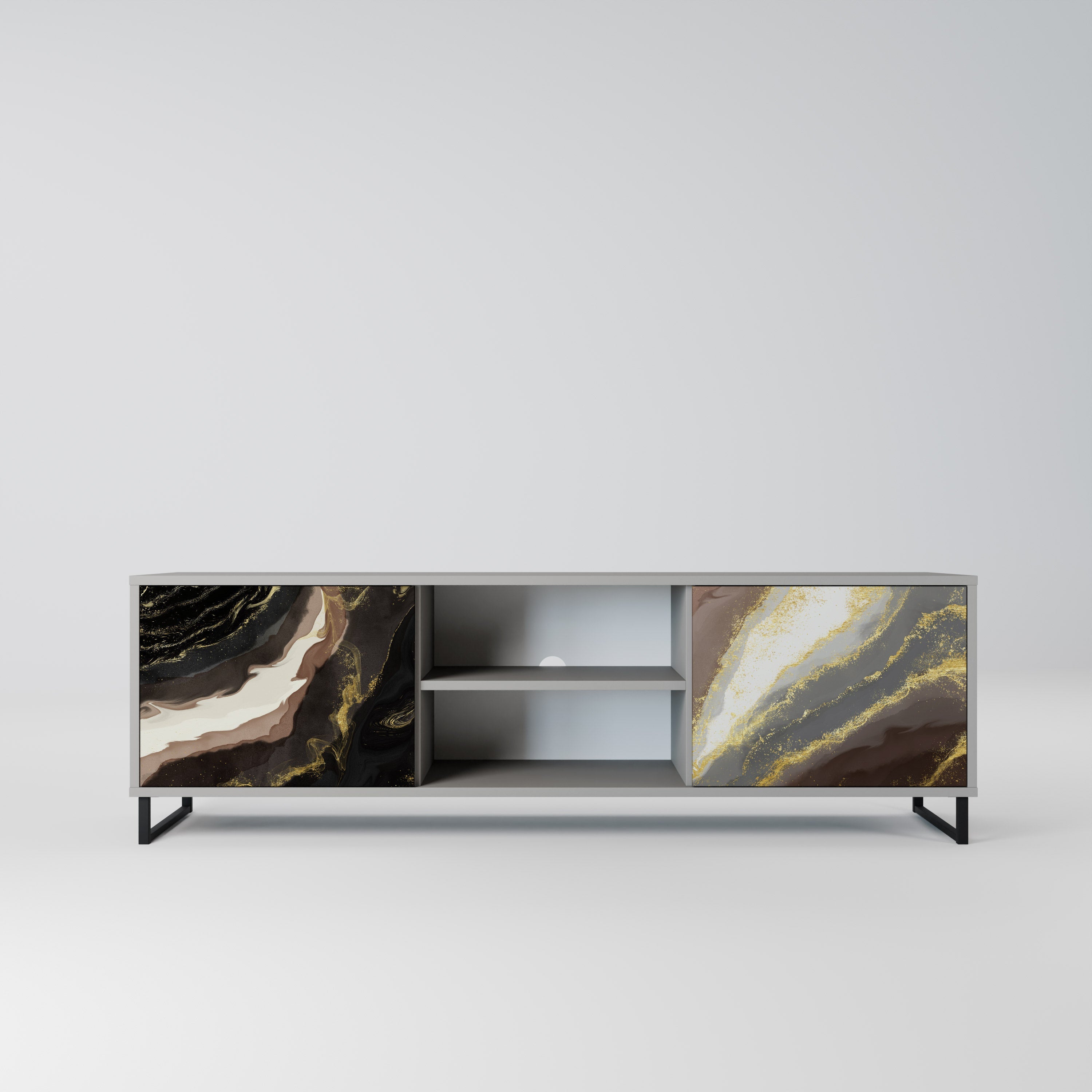 GOLD DUST 2-Door TV Stand in Grey Finish