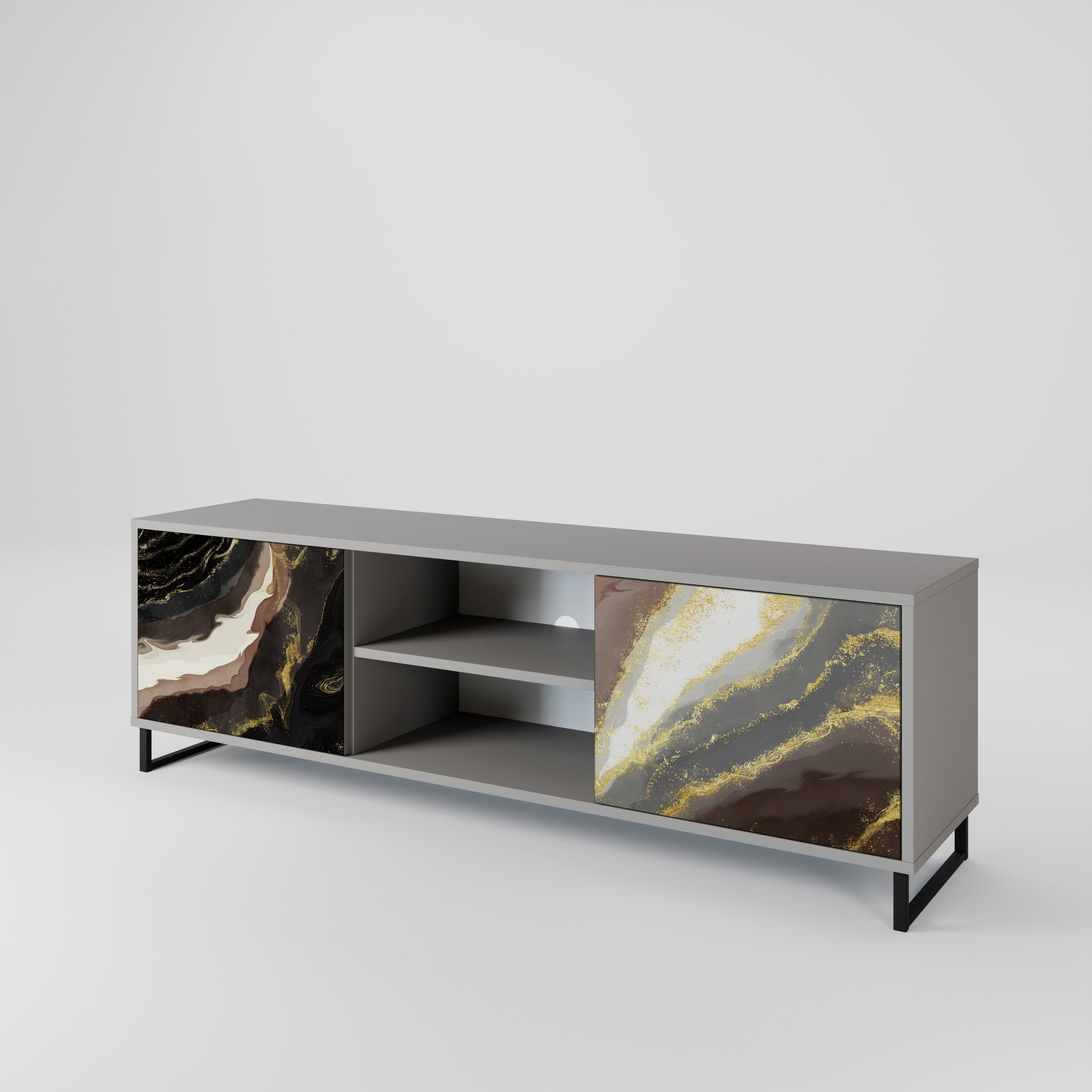GOLD DUST 2-Door TV Stand in Grey Finish