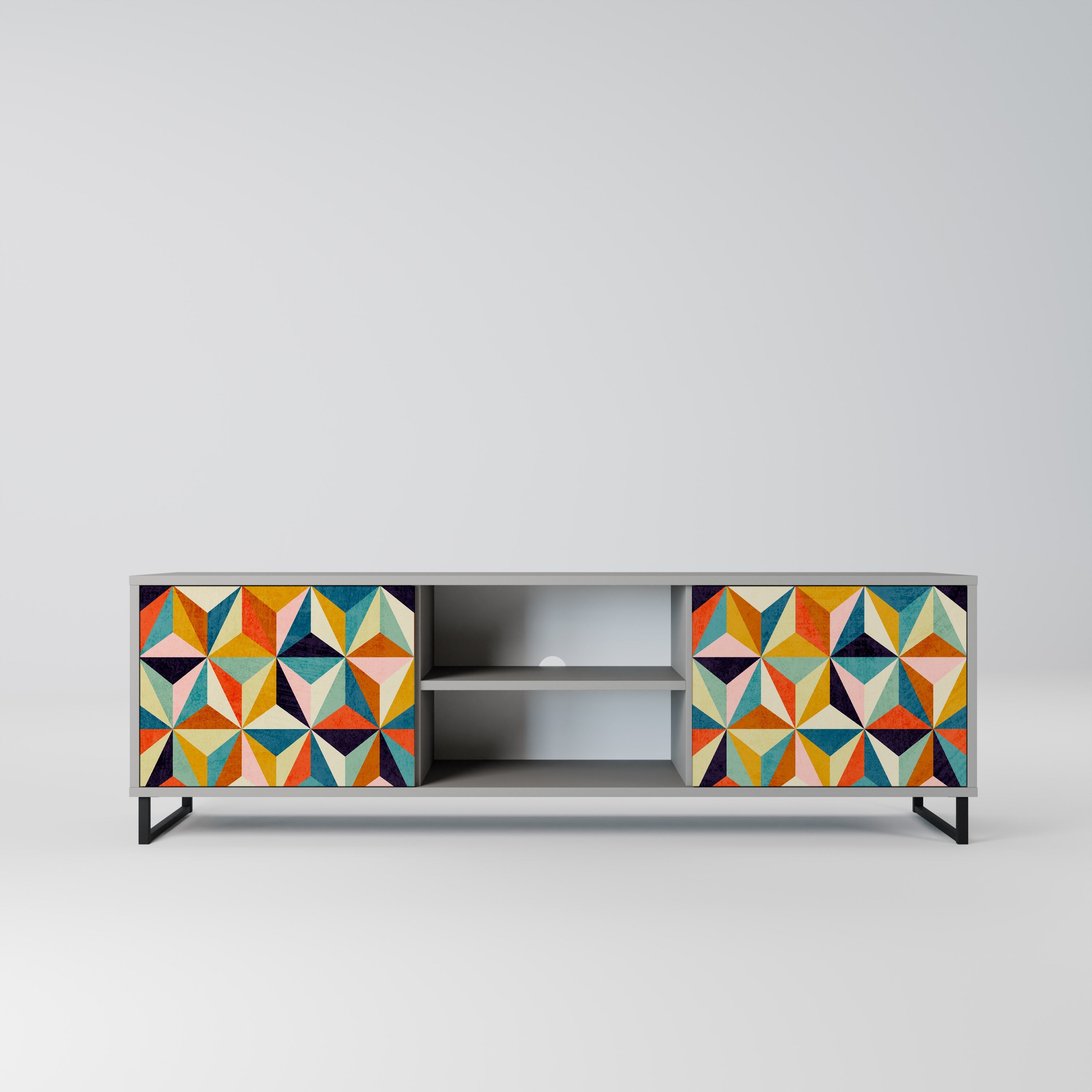 TESSELATE TREASURES 2-Door TV Stand in Grey Finish