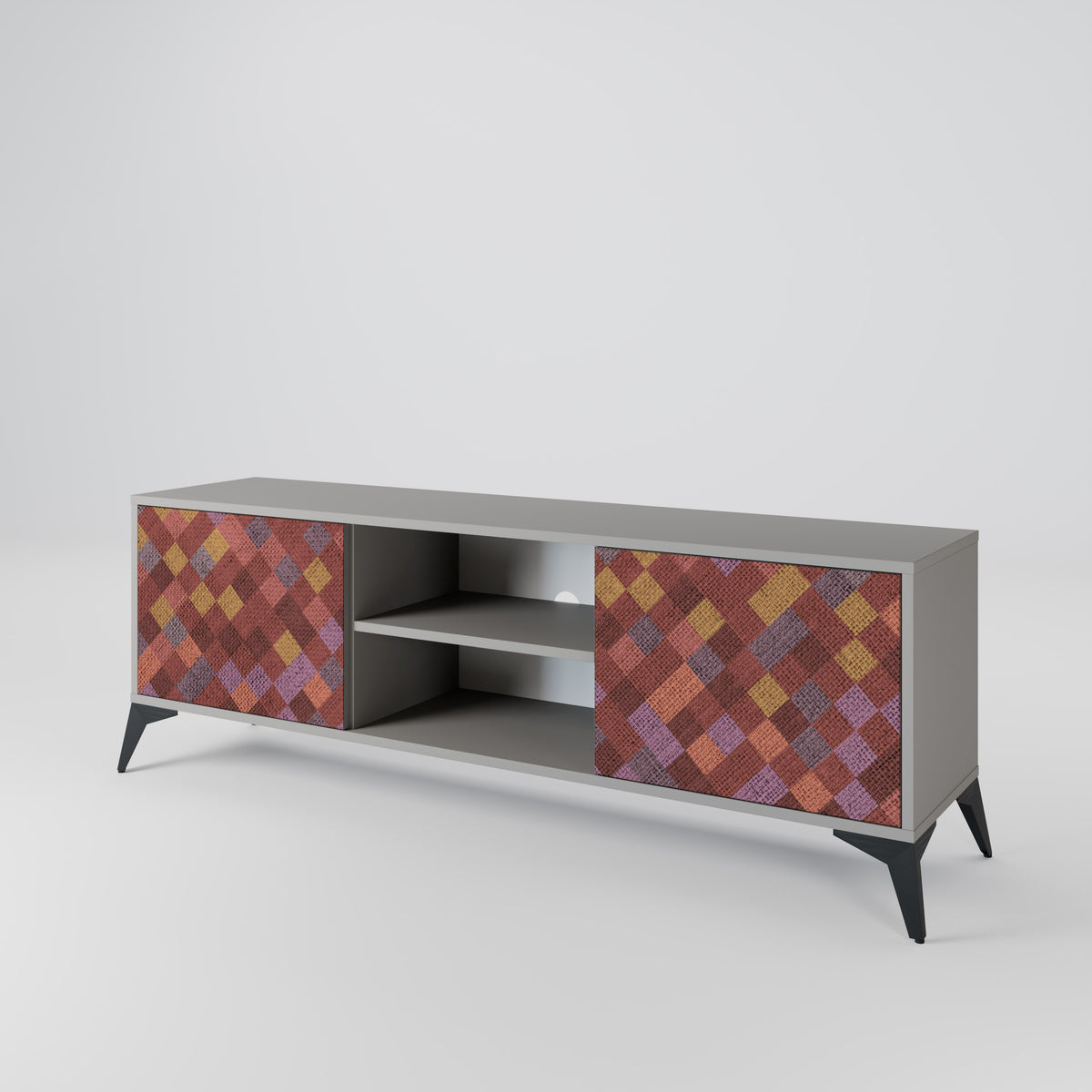 PAINTED SQUARES 2-Door TV Cabinet