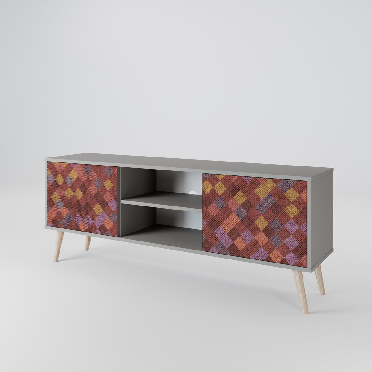 PAINTED SQUARES 2-Door TV Cabinet