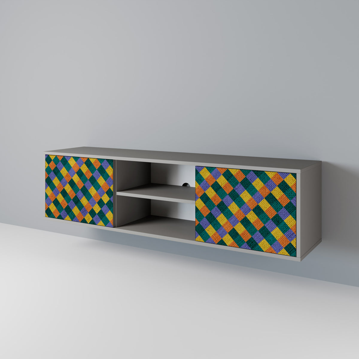 PAINTED SQUARES MIX 2-Door TV Cabinet