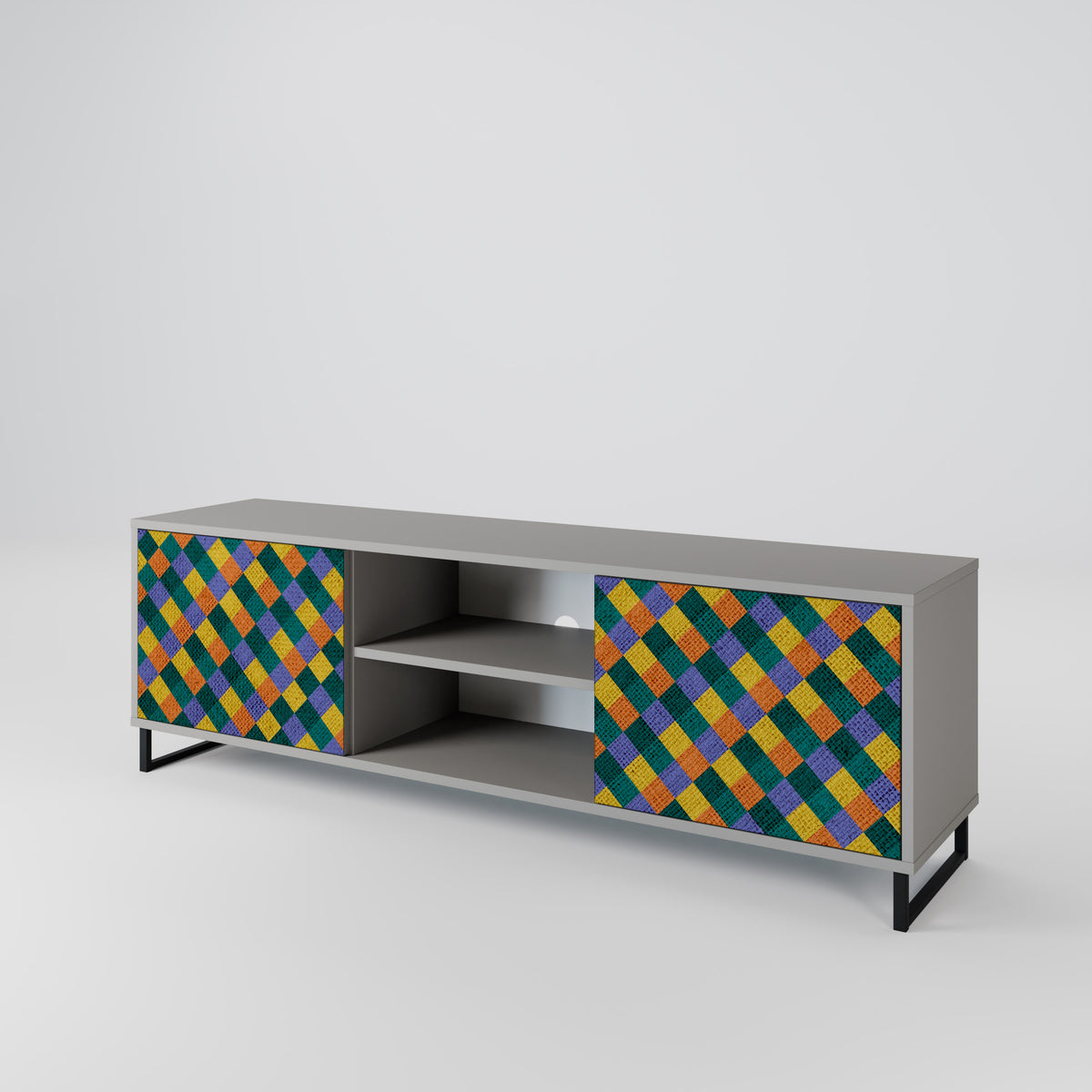 PAINTED SQUARES MIX 2-Door TV Cabinet