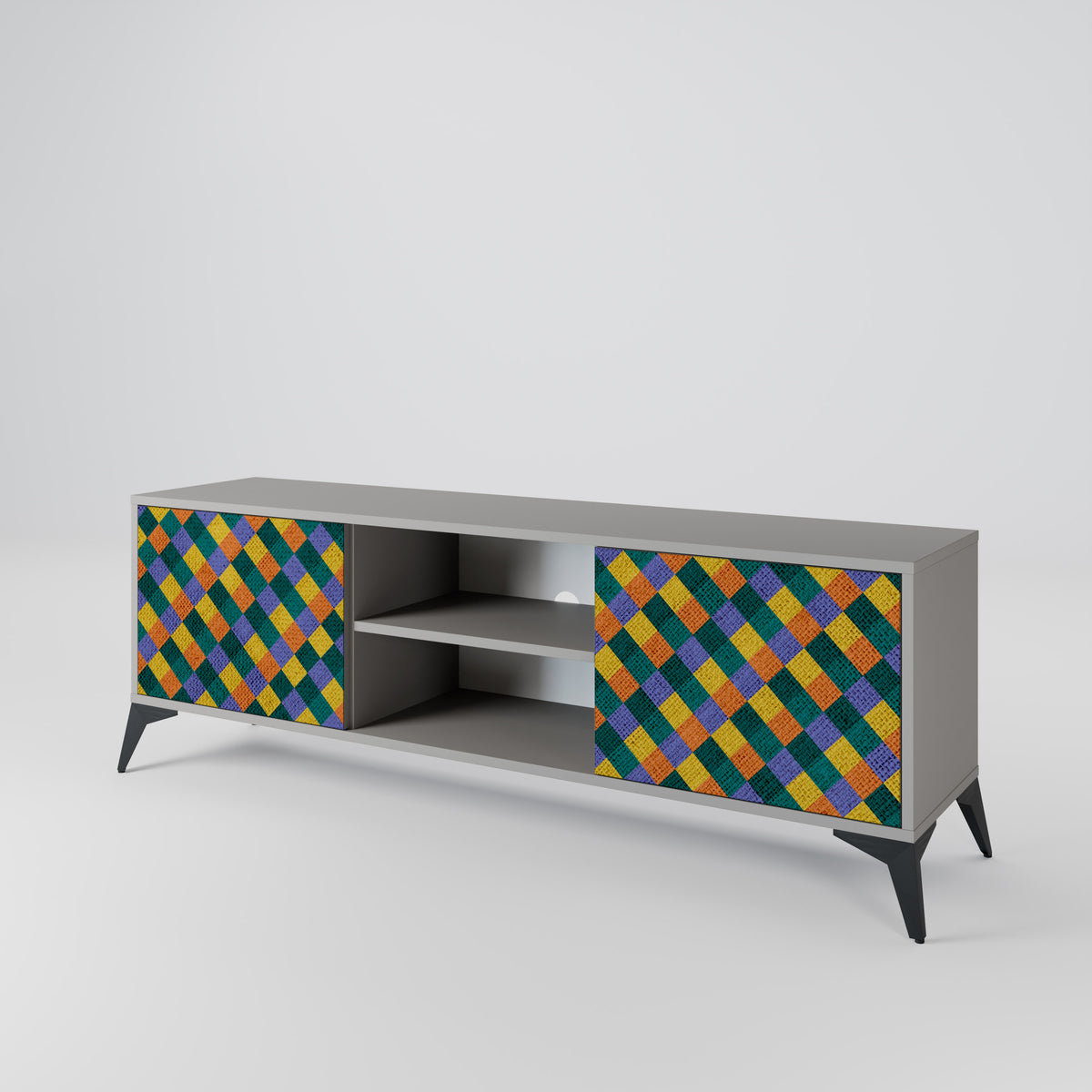 PAINTED SQUARES MIX 2-Door TV Cabinet