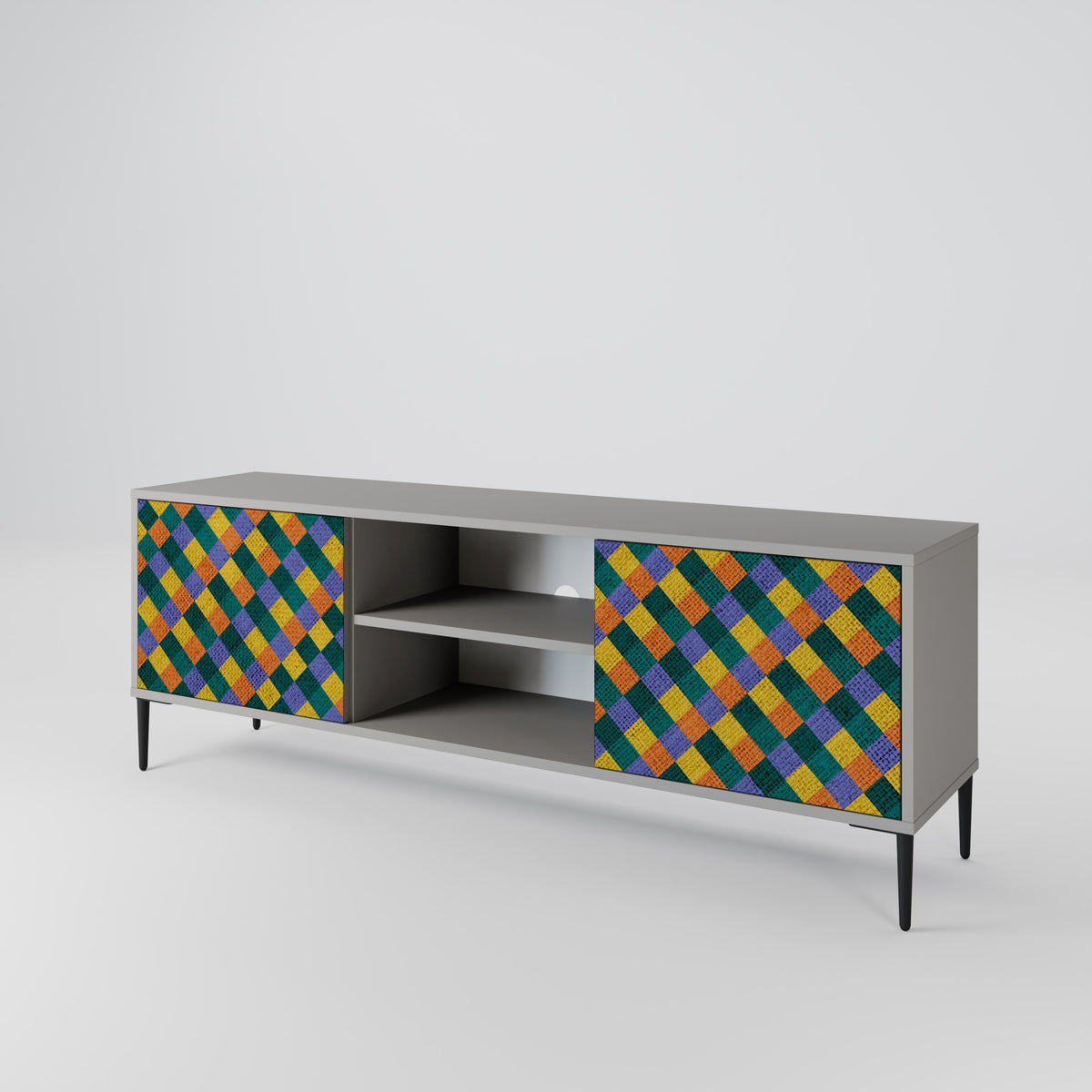 PAINTED SQUARES MIX 2-Door TV Cabinet