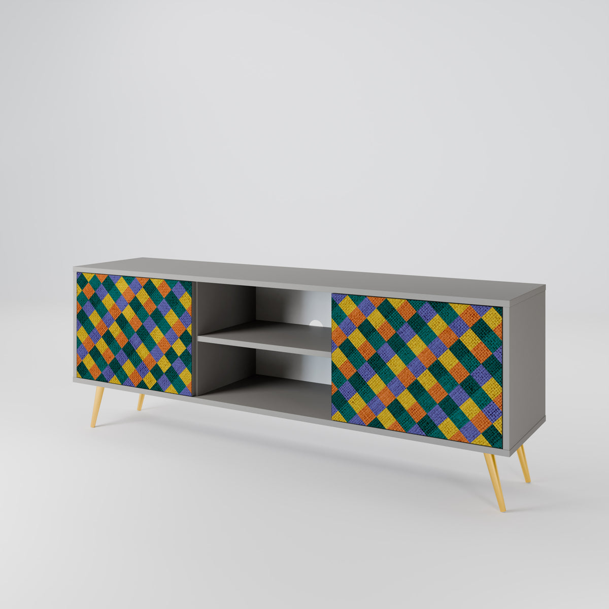 PAINTED SQUARES MIX 2-Door TV Cabinet