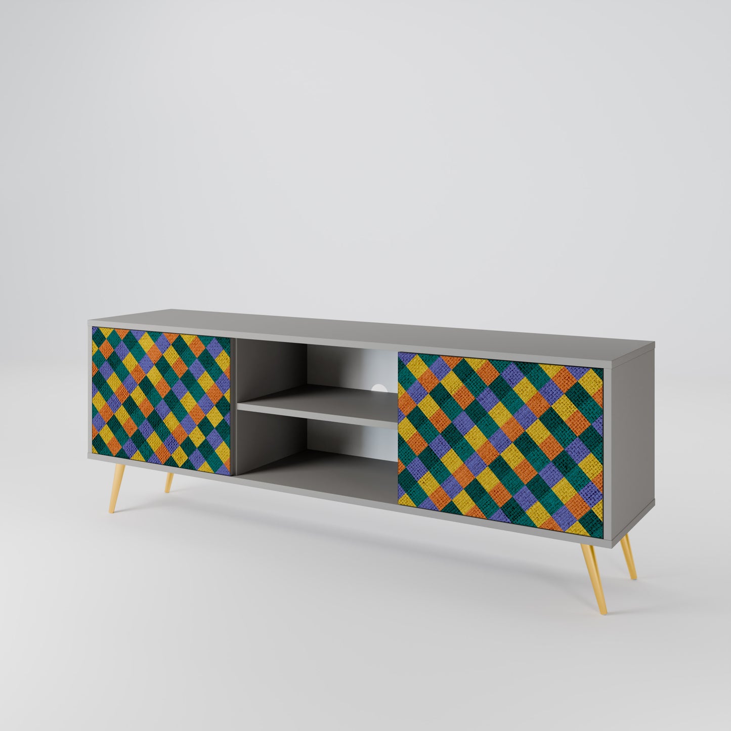 PAINTED SQUARES MIX 2-Door TV Cabinet