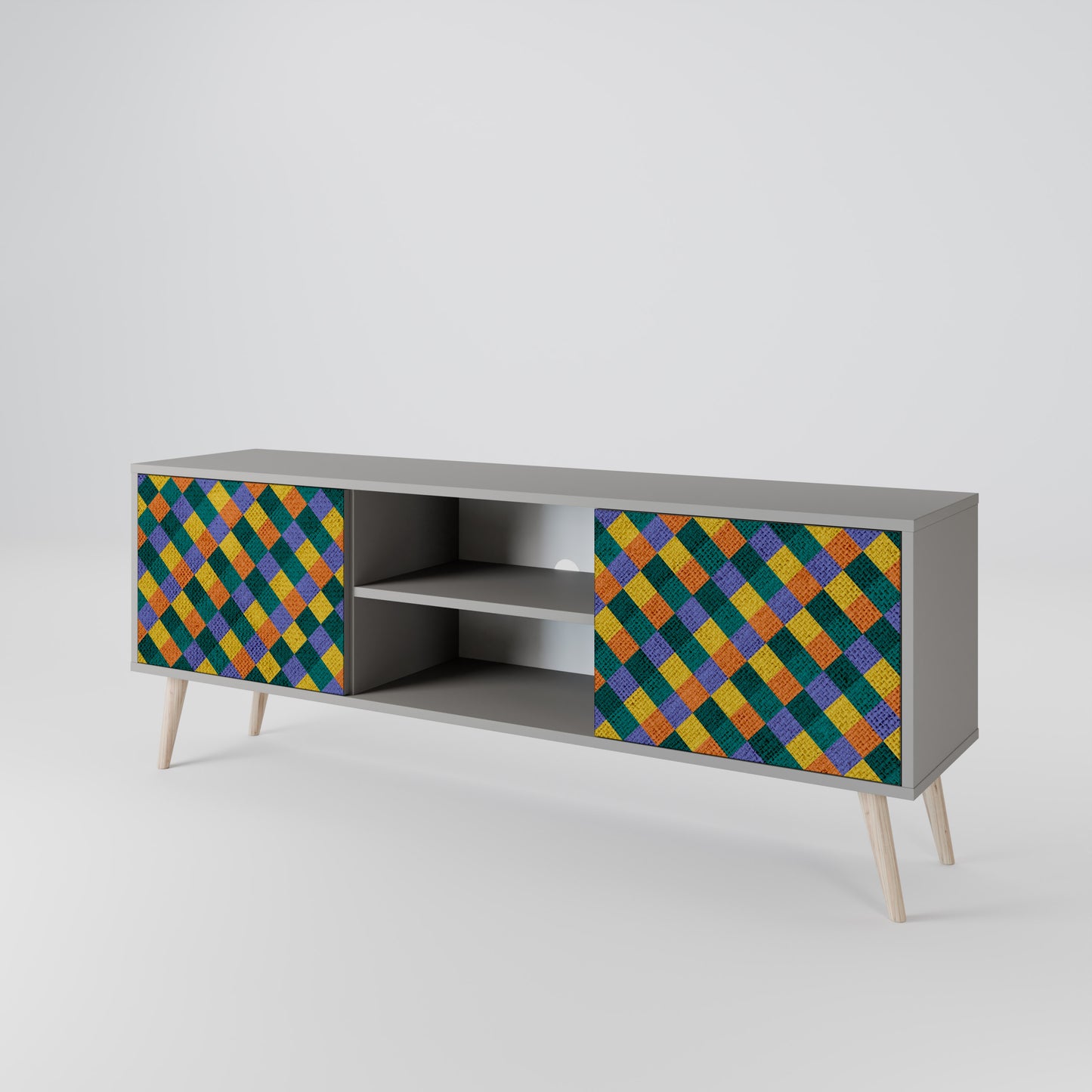 PAINTED SQUARES MIX 2-Door TV Cabinet