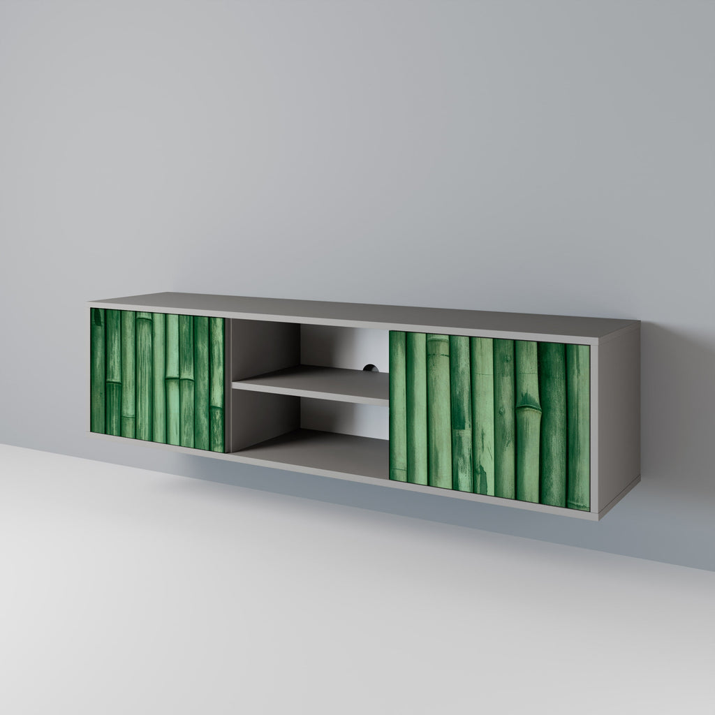 NATURAL GREEN 2-Door TV Stand in Grey Finish