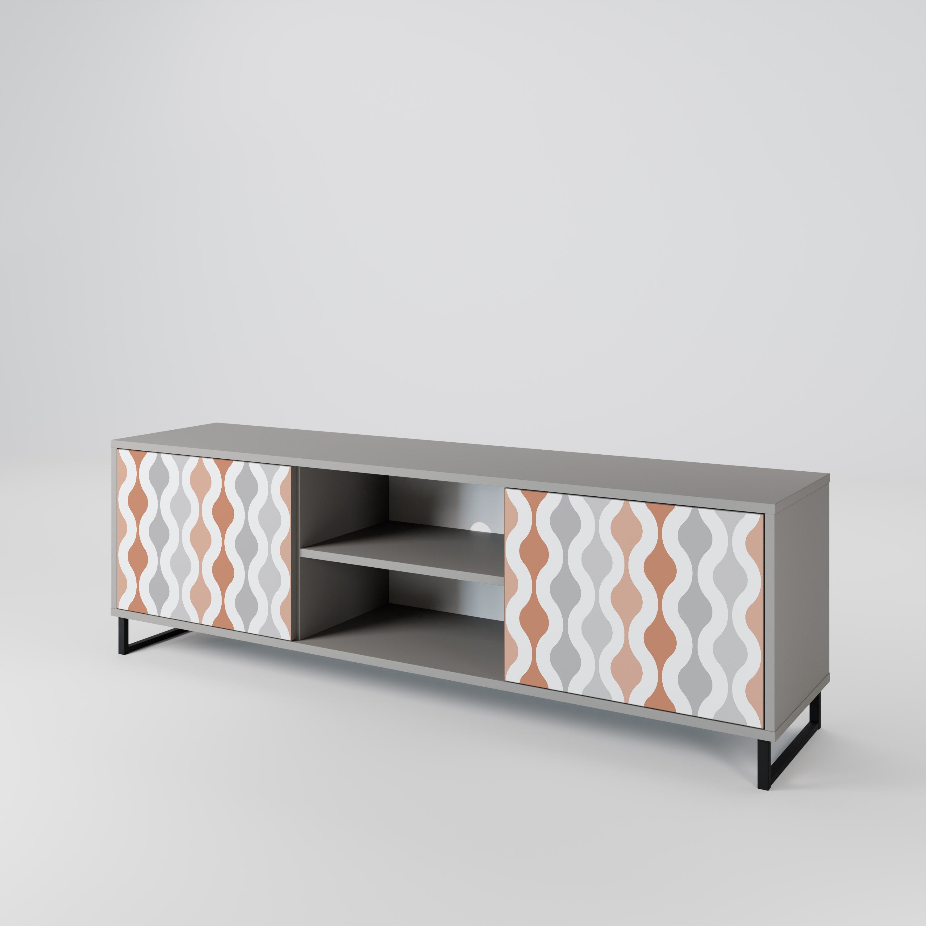 HAZY NOSTALGIA 2-Door TV Stand in Grey Finish