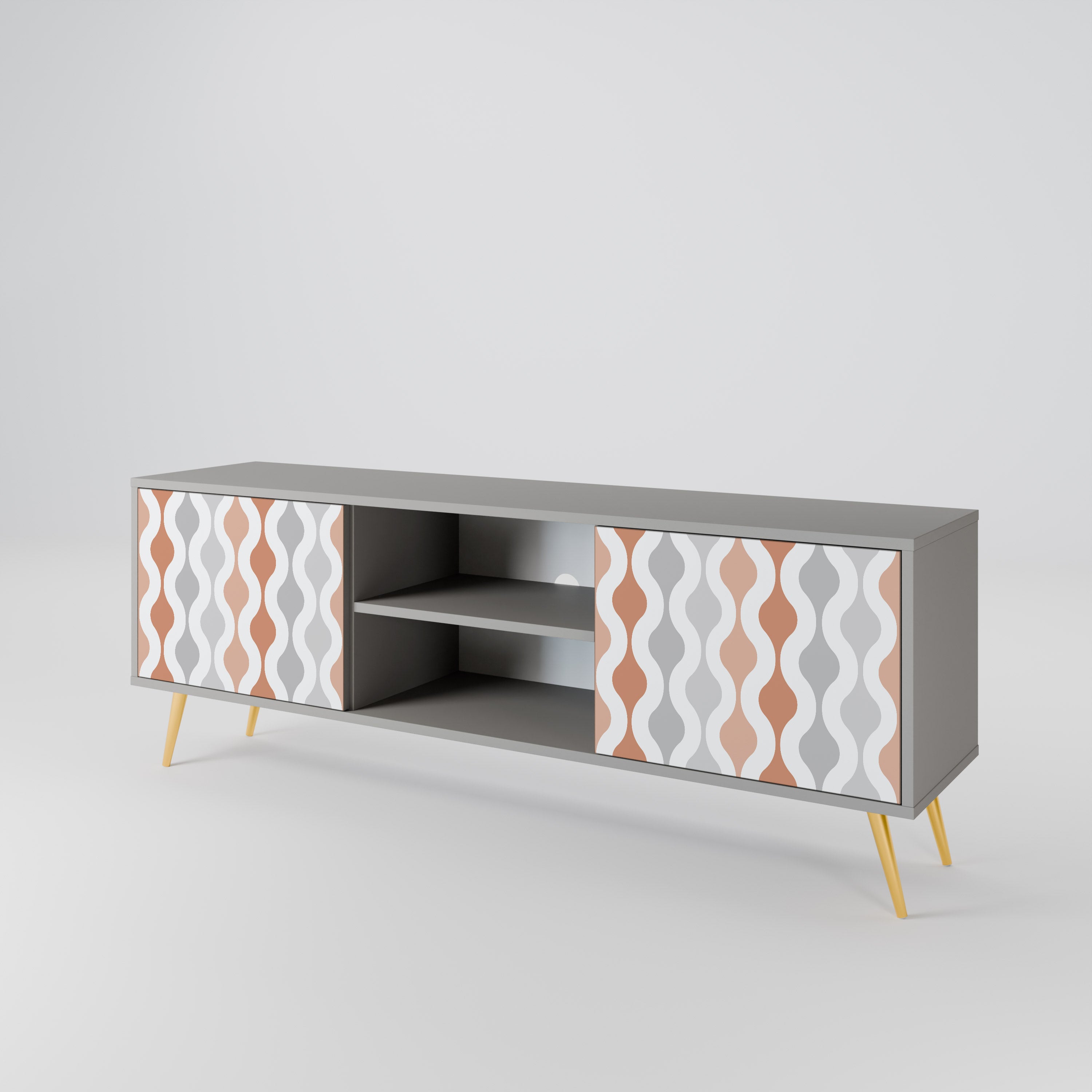 HAZY NOSTALGIA 2-Door TV Stand in Grey Finish