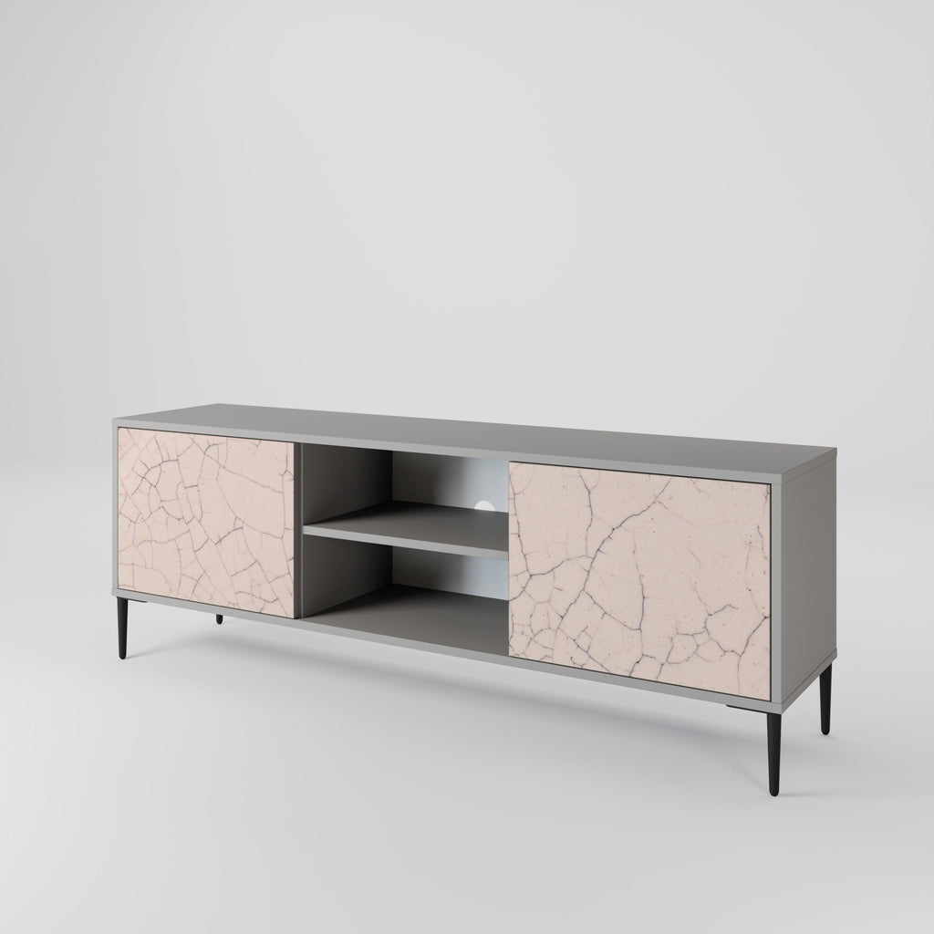 CERAMIC TEXTURE 2-Door TV Stand in Grey Finish