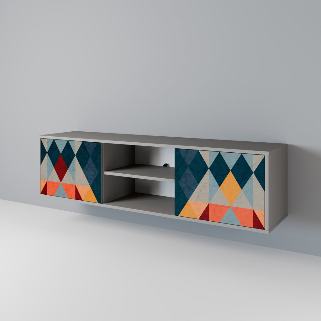 CRACKED ILLUSION 2-Door TV Stand in Grey Finish