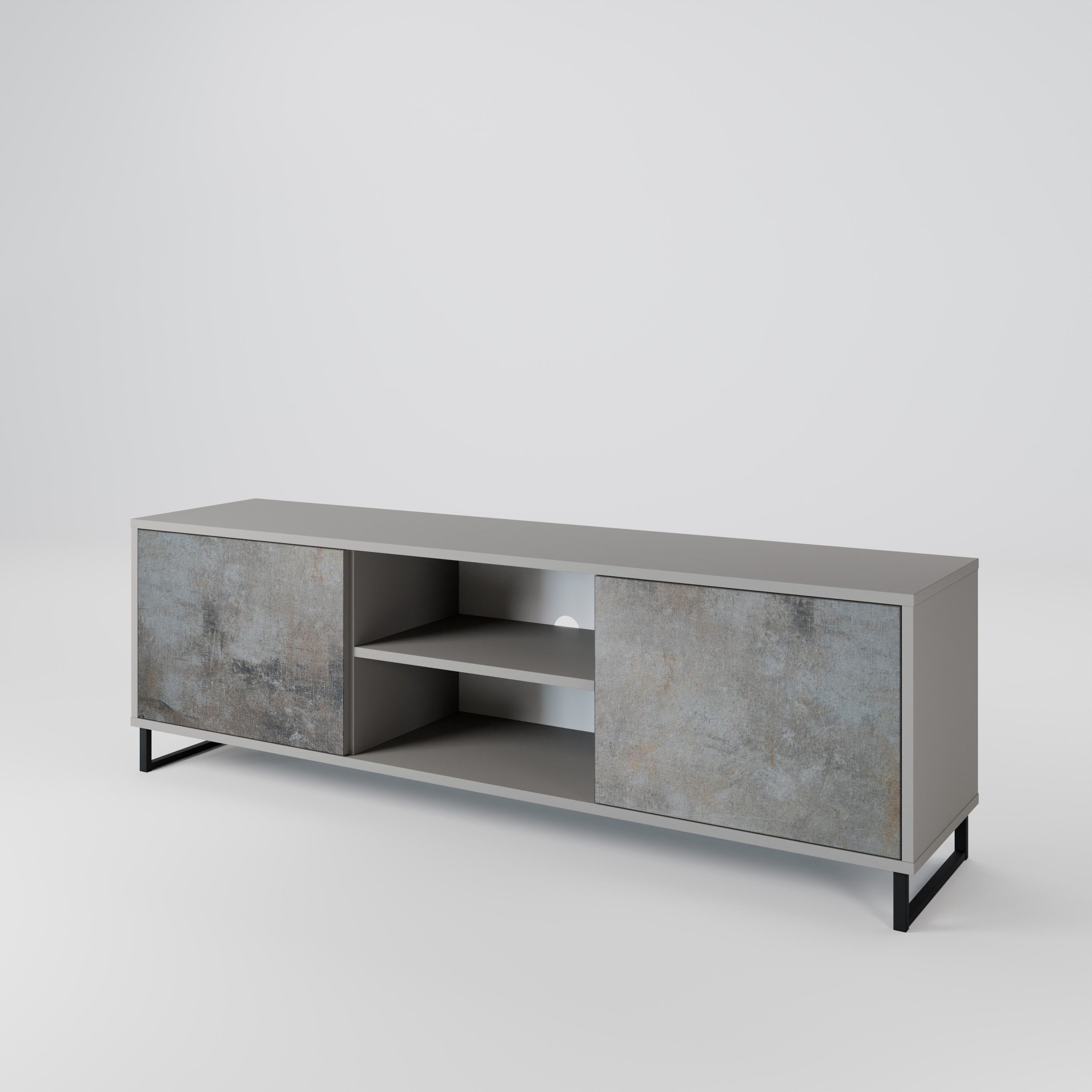 CONCRETE WALL 2-Door TV Stand in Grey Finish