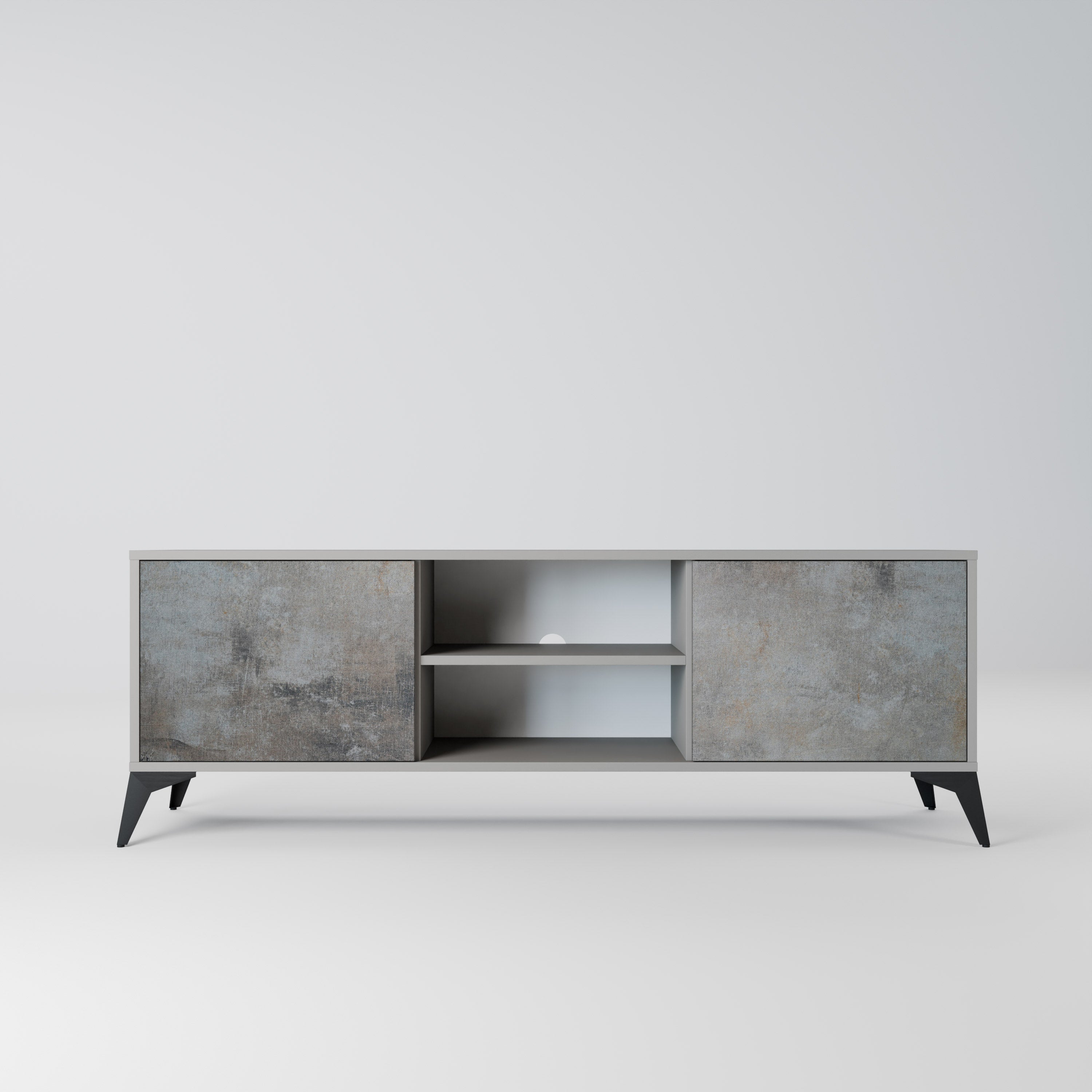 CONCRETE WALL 2-Door TV Stand in Grey Finish