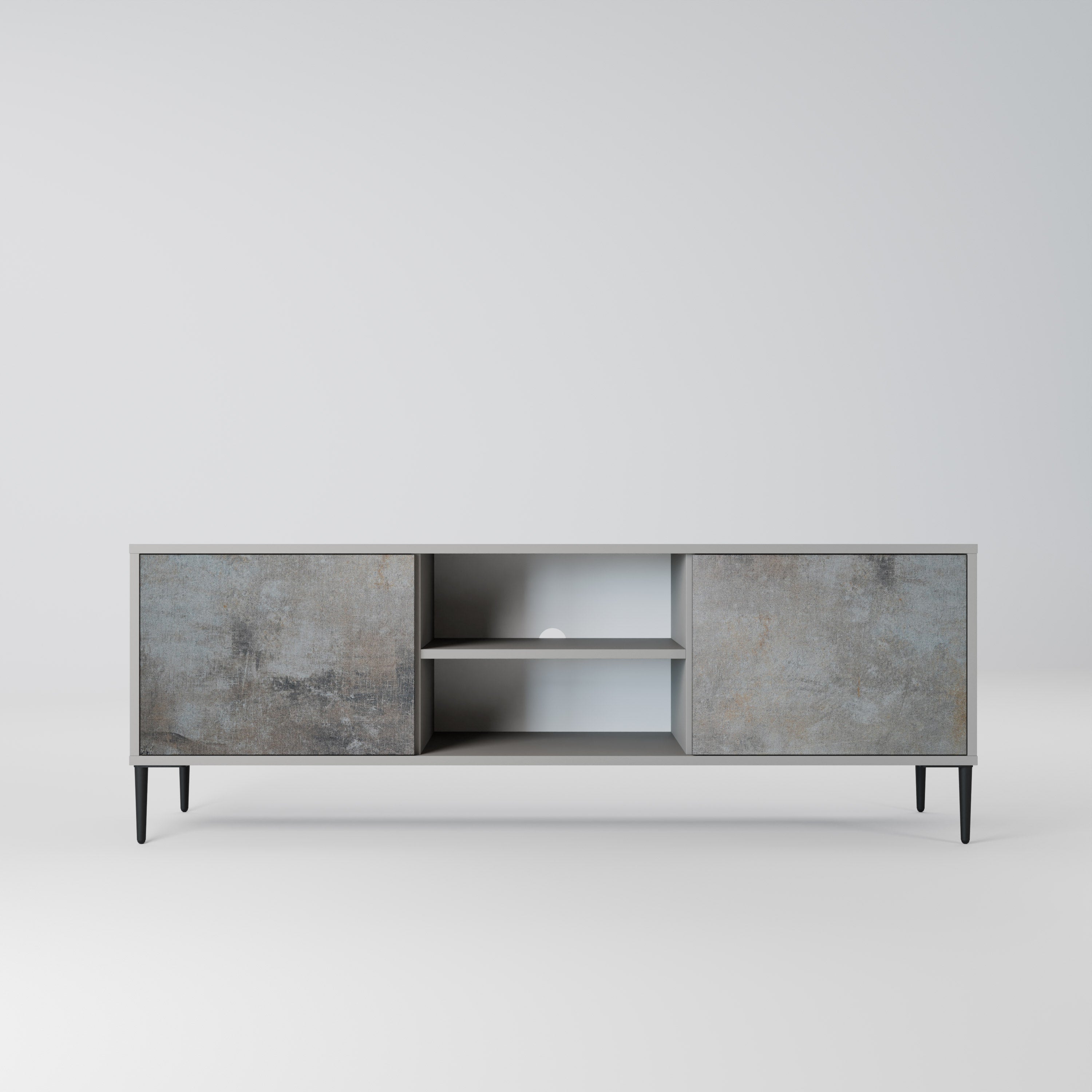 CONCRETE WALL 2-Door TV Stand in Grey Finish