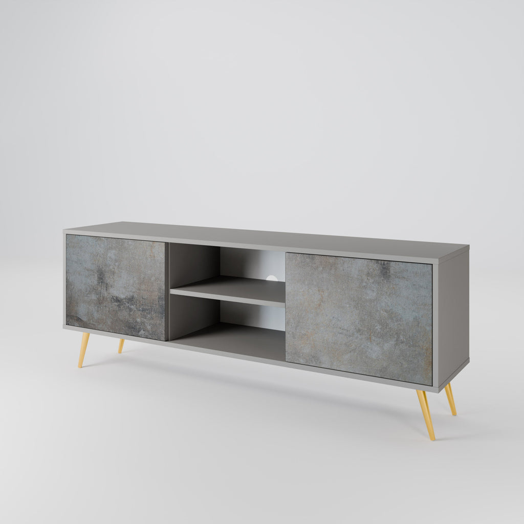 CONCRETE WALL 2-Door TV Stand in Grey Finish