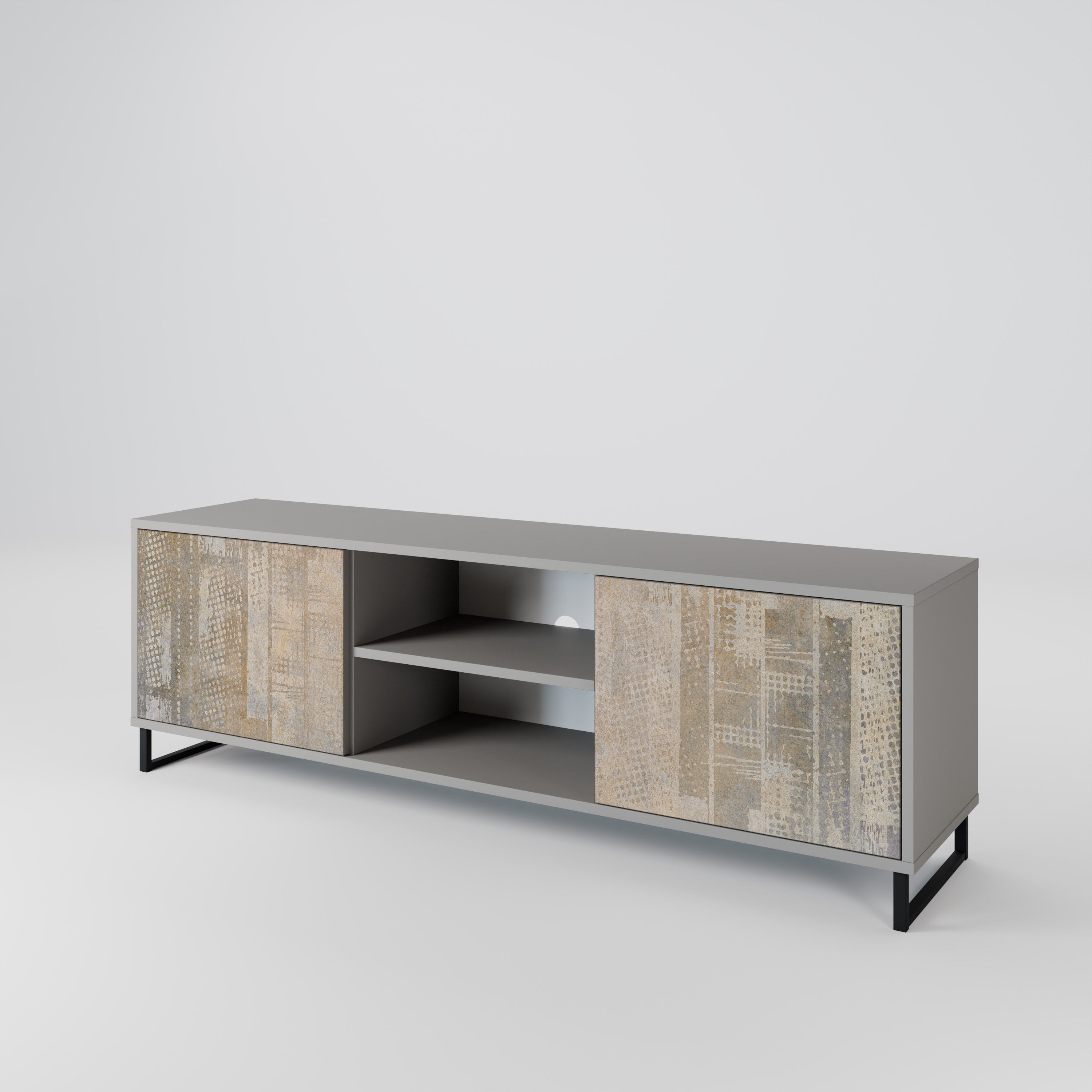 SCREEN ERROR 2-Door TV Stand in Grey Finish