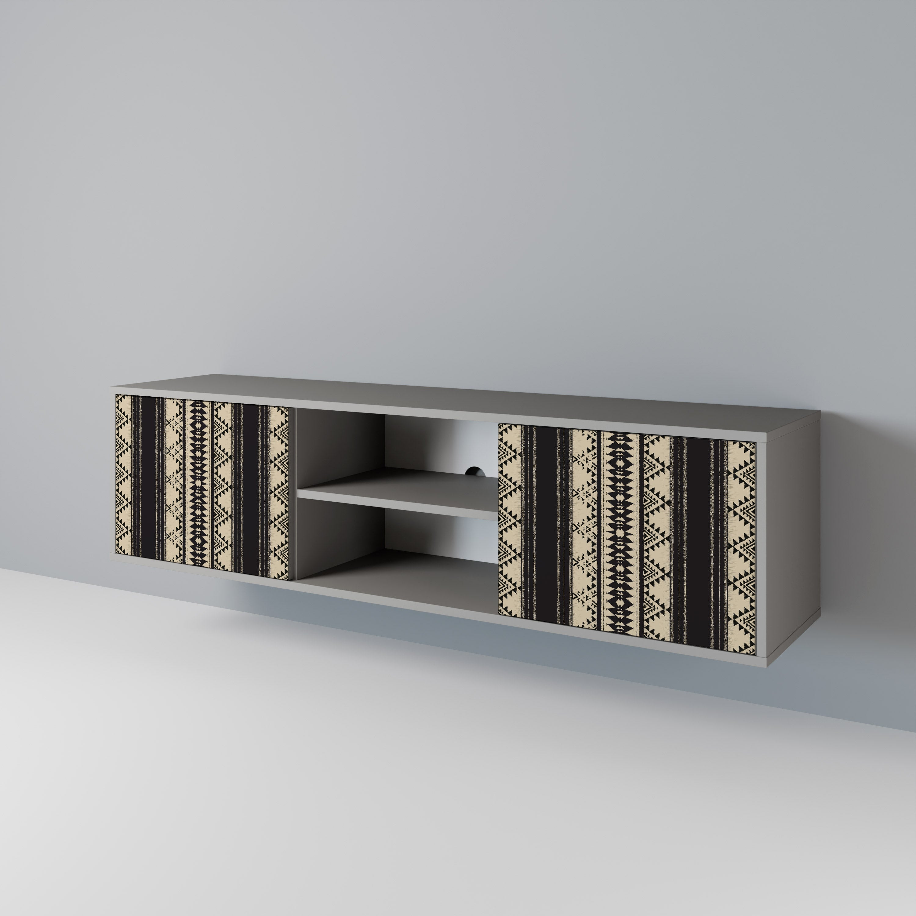 Meuble TV 2 portes AZTEC finition grise