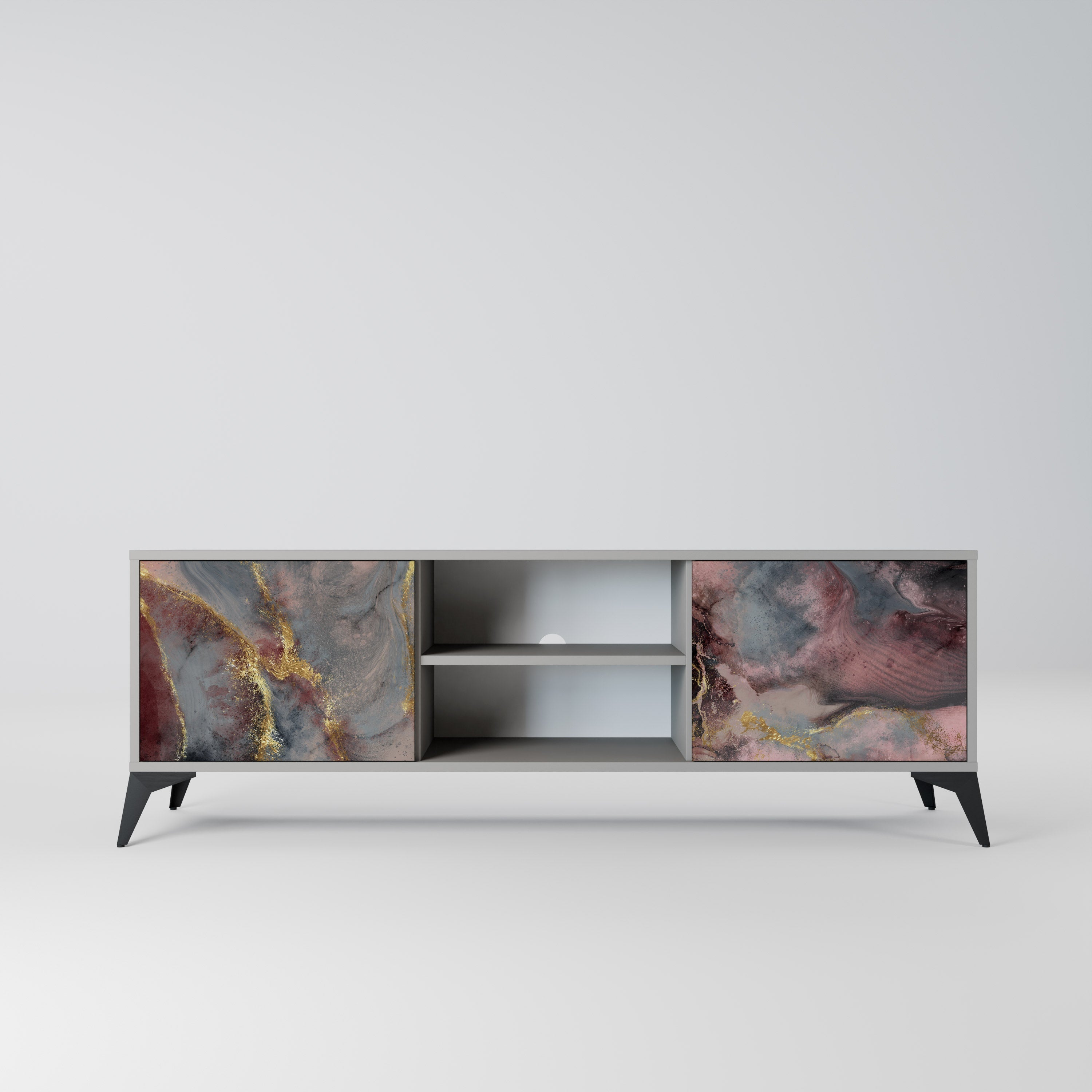 GOLDEN TIDES 2-Door TV Stand in Grey Finish