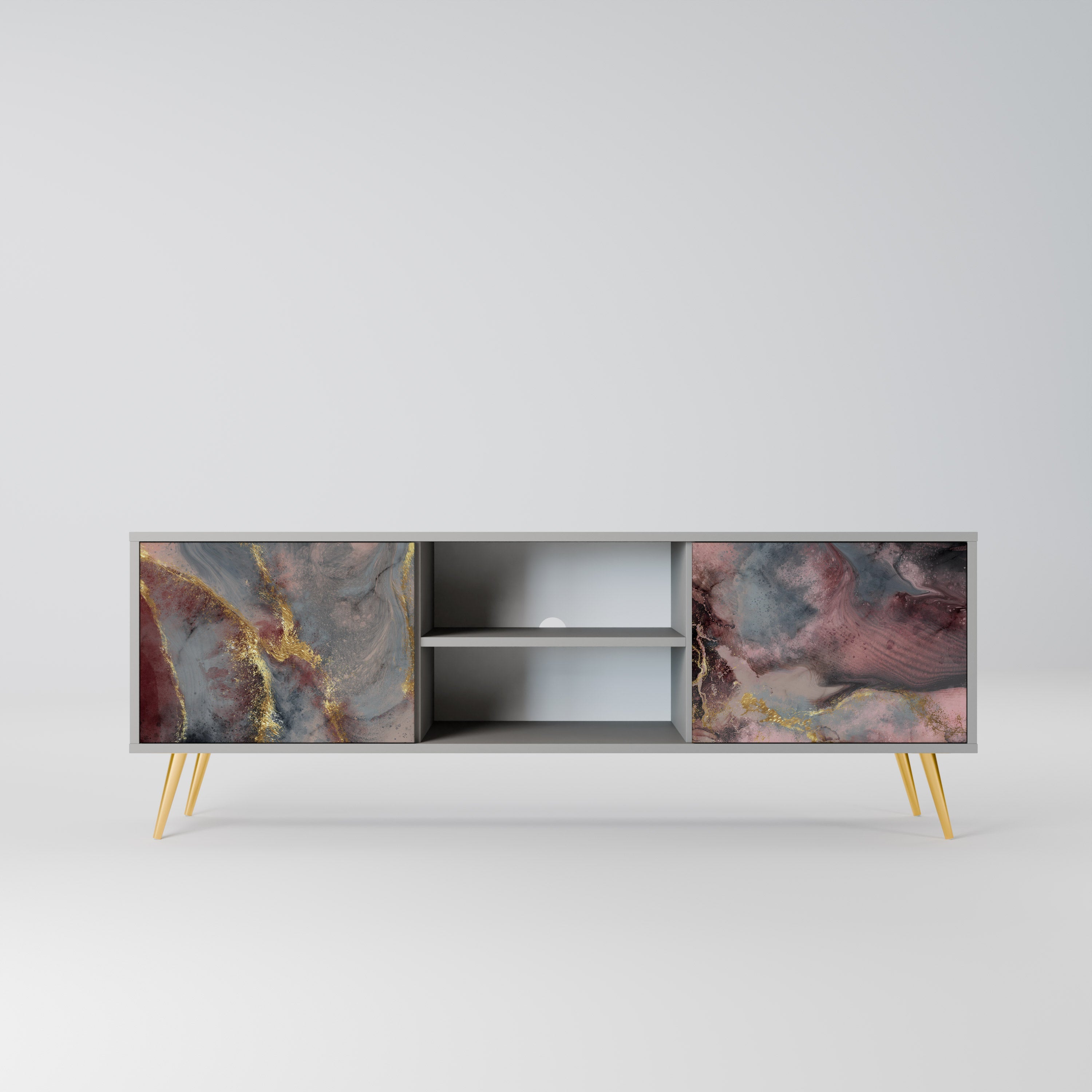 GOLDEN TIDES 2-Door TV Stand in Grey Finish