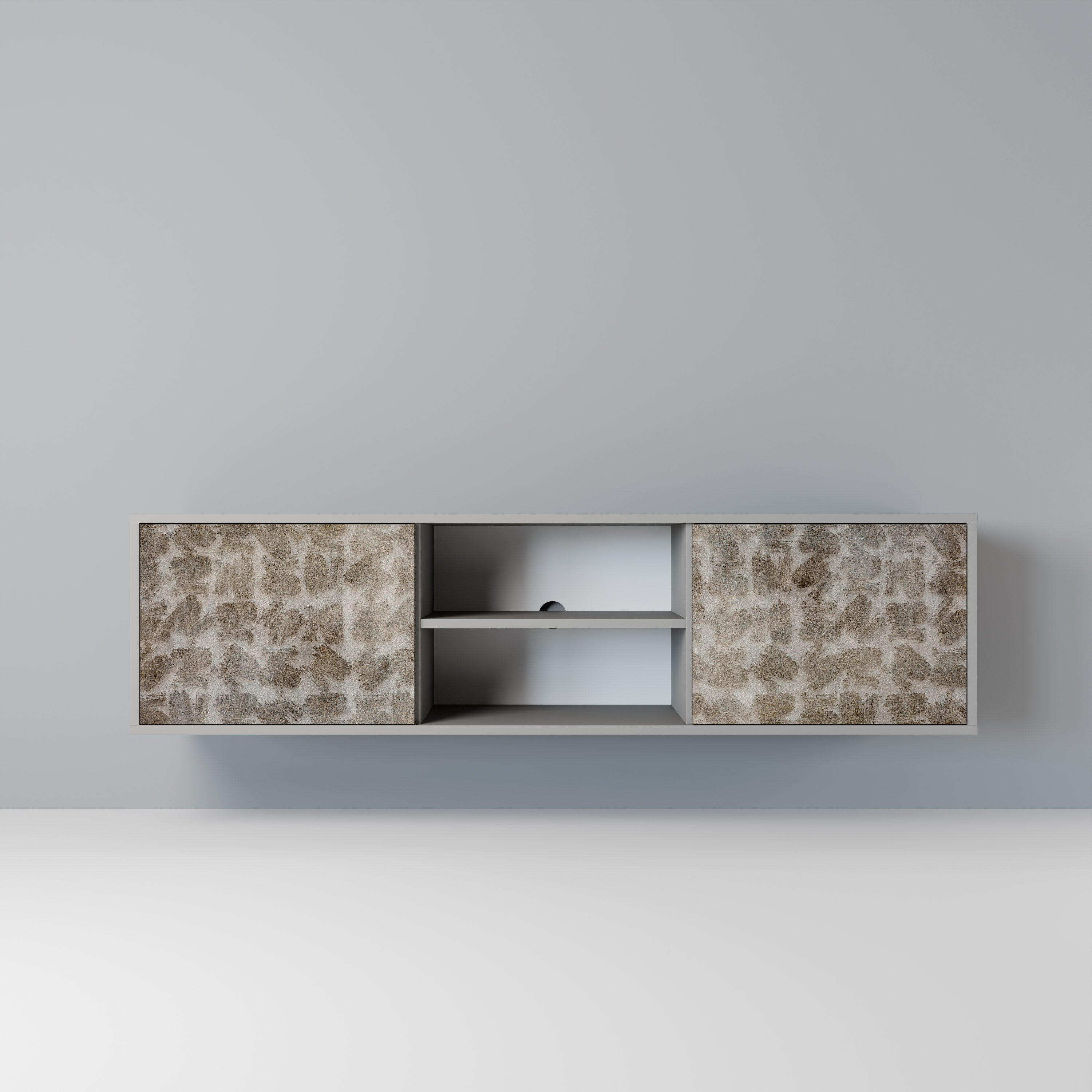 SLIGHTLY BLURRED 2-Door TV Stand in Grey Finish