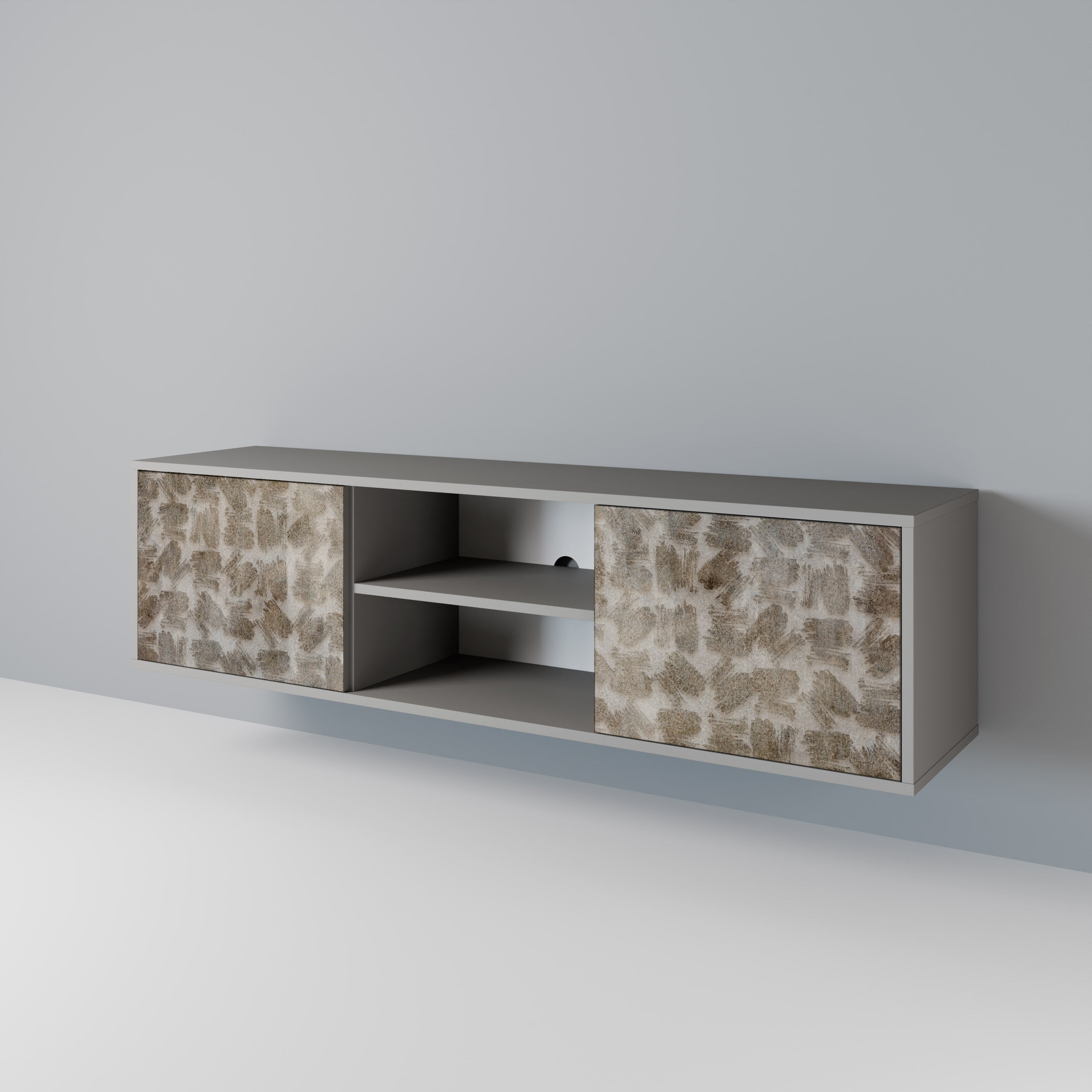 SLIGHTLY BLURRED 2-Door TV Stand in Grey Finish