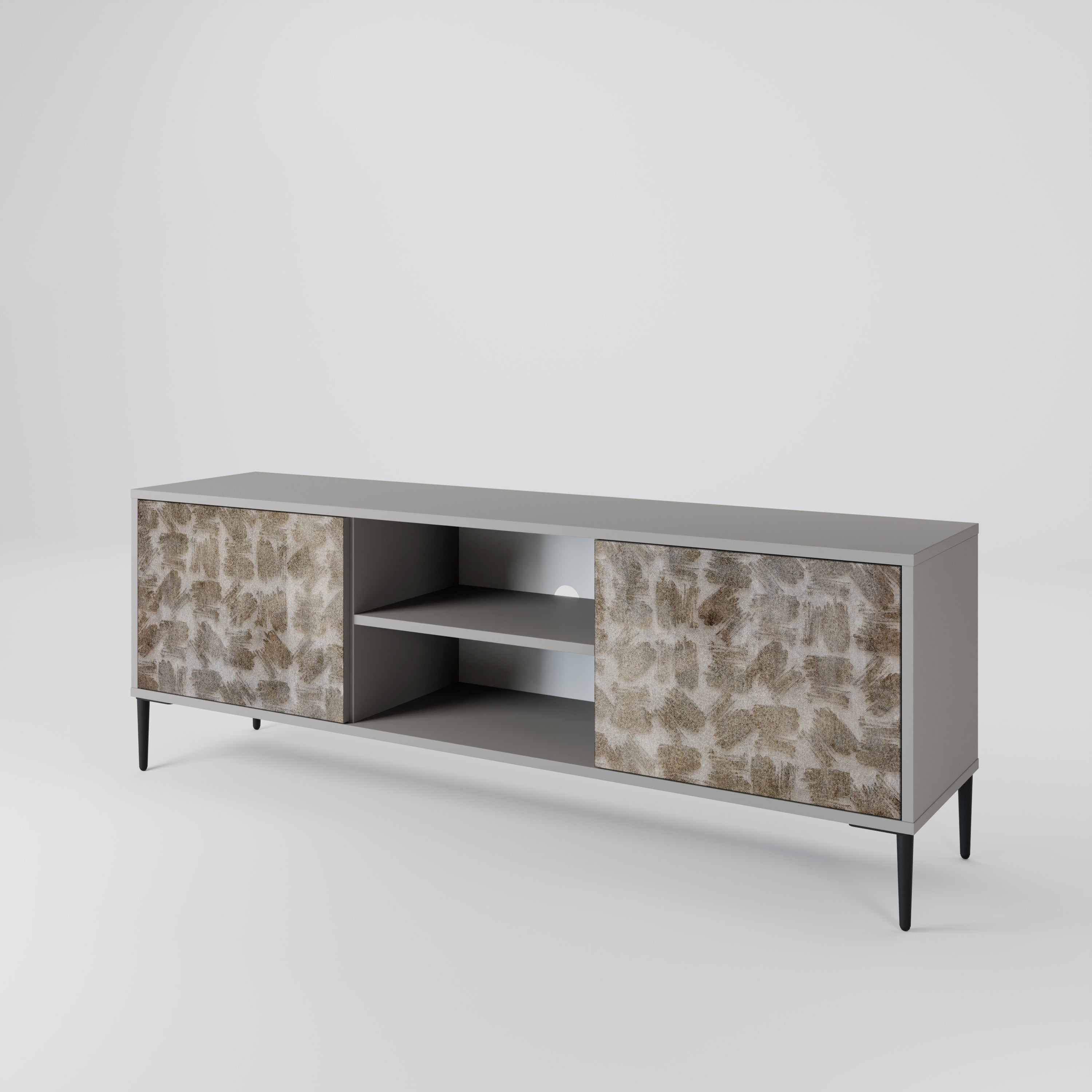 SLIGHTLY BLURRED 2-Door TV Stand in Grey Finish