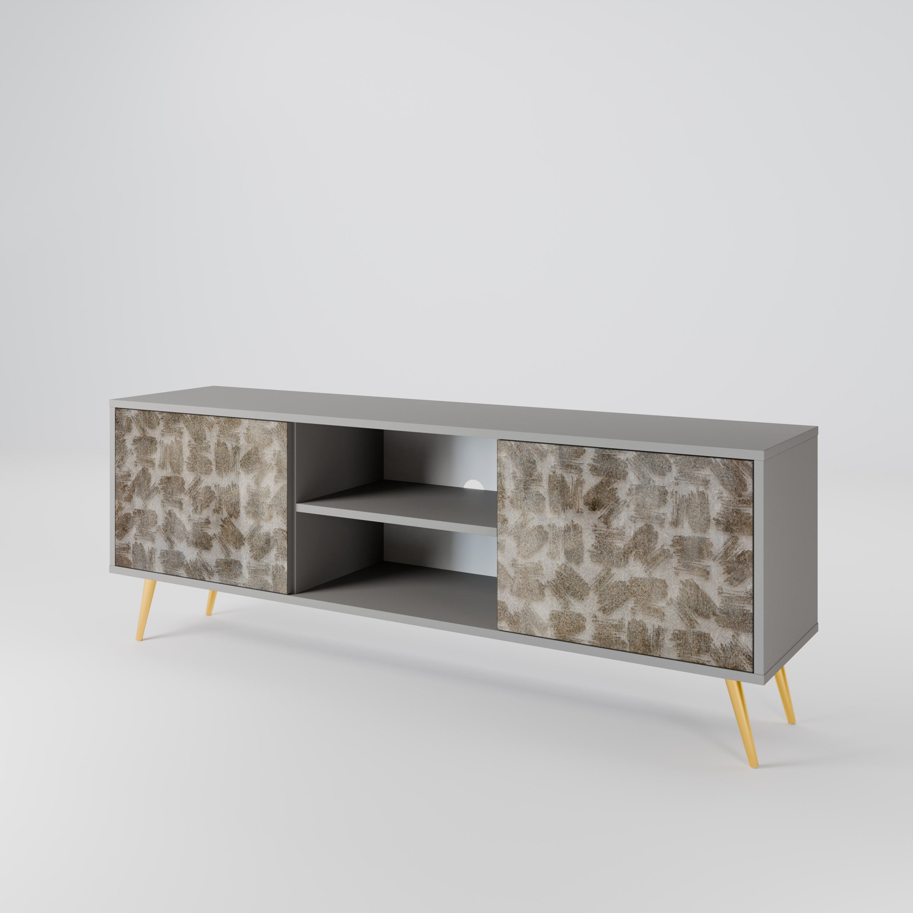 SLIGHTLY BLURRED 2-Door TV Stand in Grey Finish