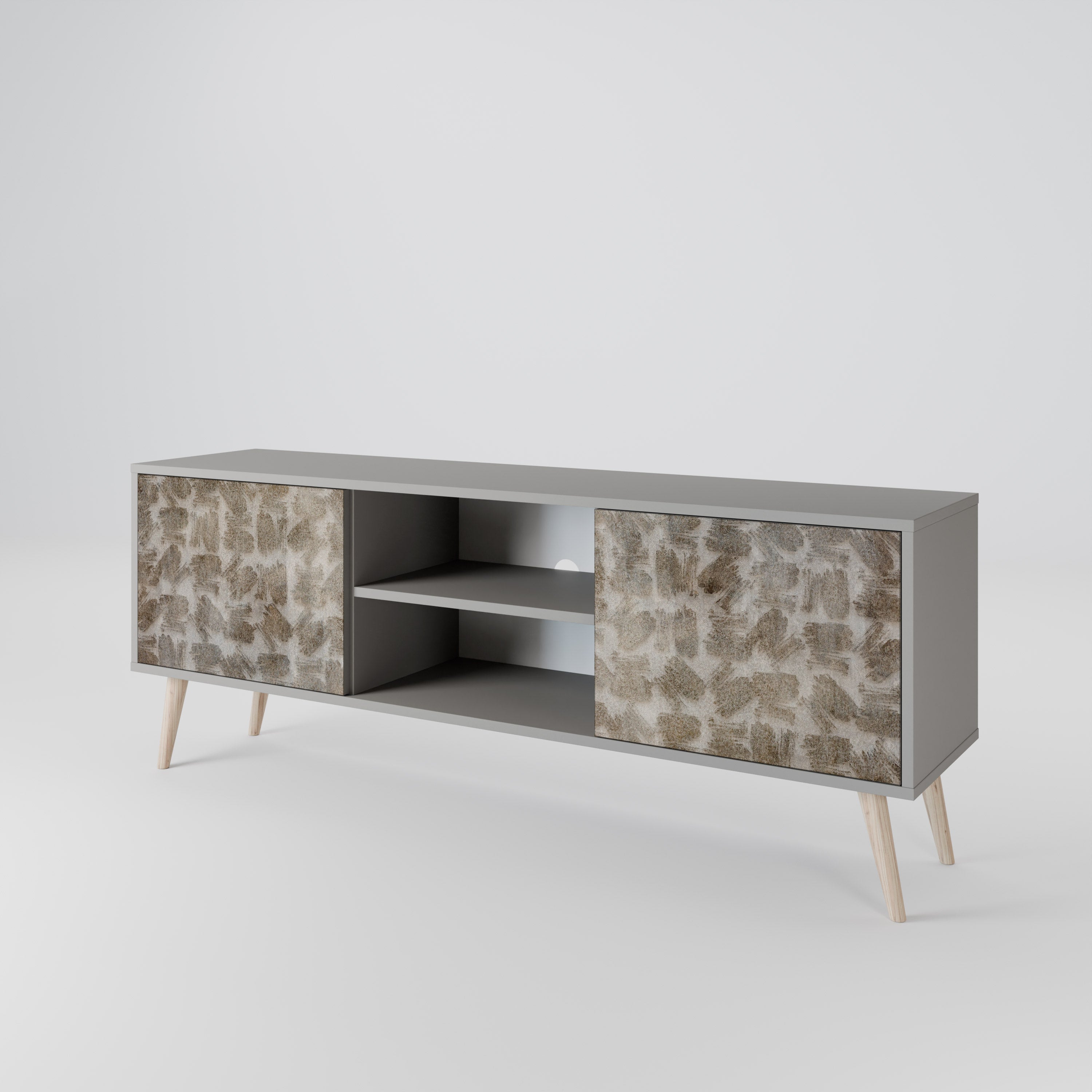 SLIGHTLY BLURRED 2-Door TV Stand in Grey Finish