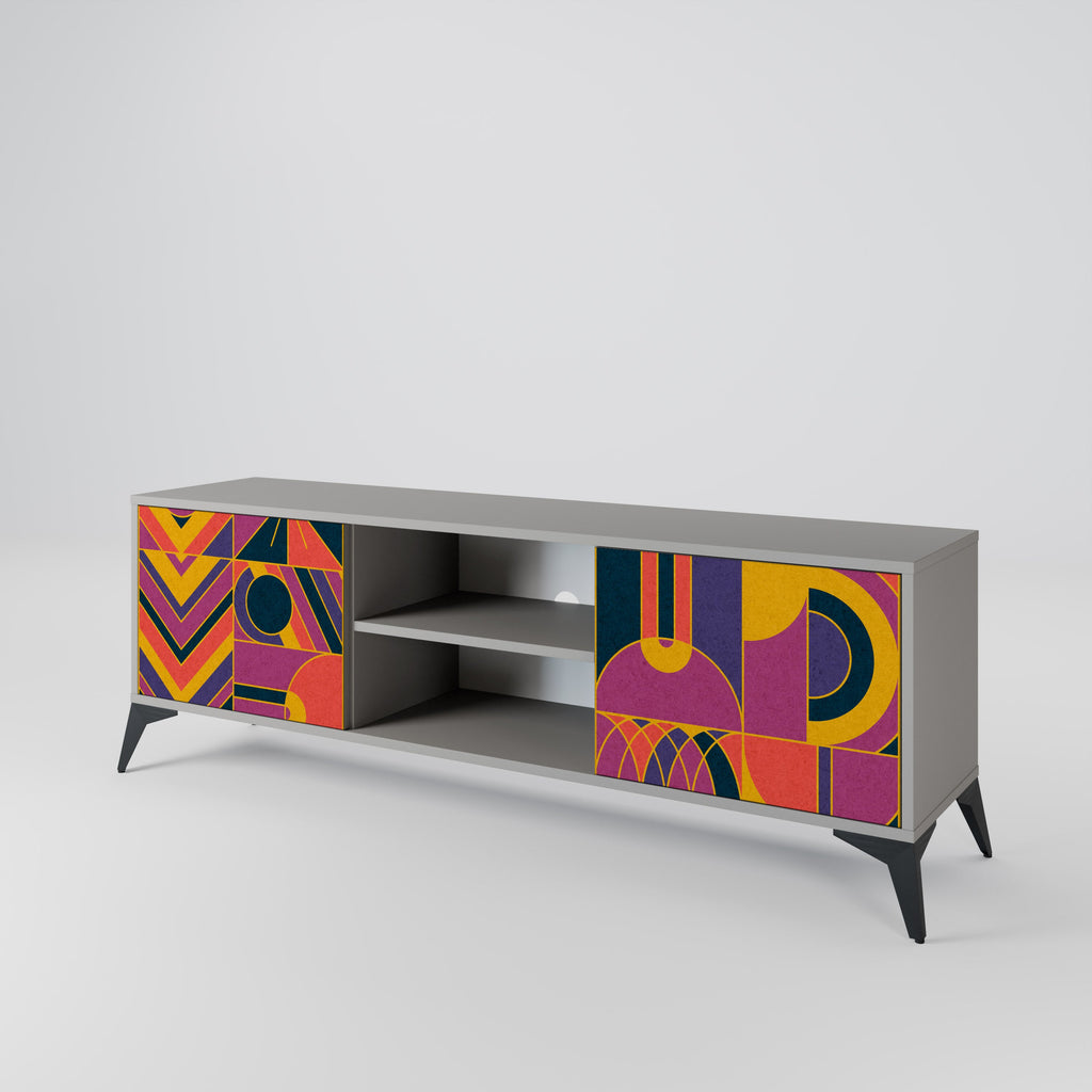 ELECTRIC PATTERNS 2-Door TV Stand in Grey Finish