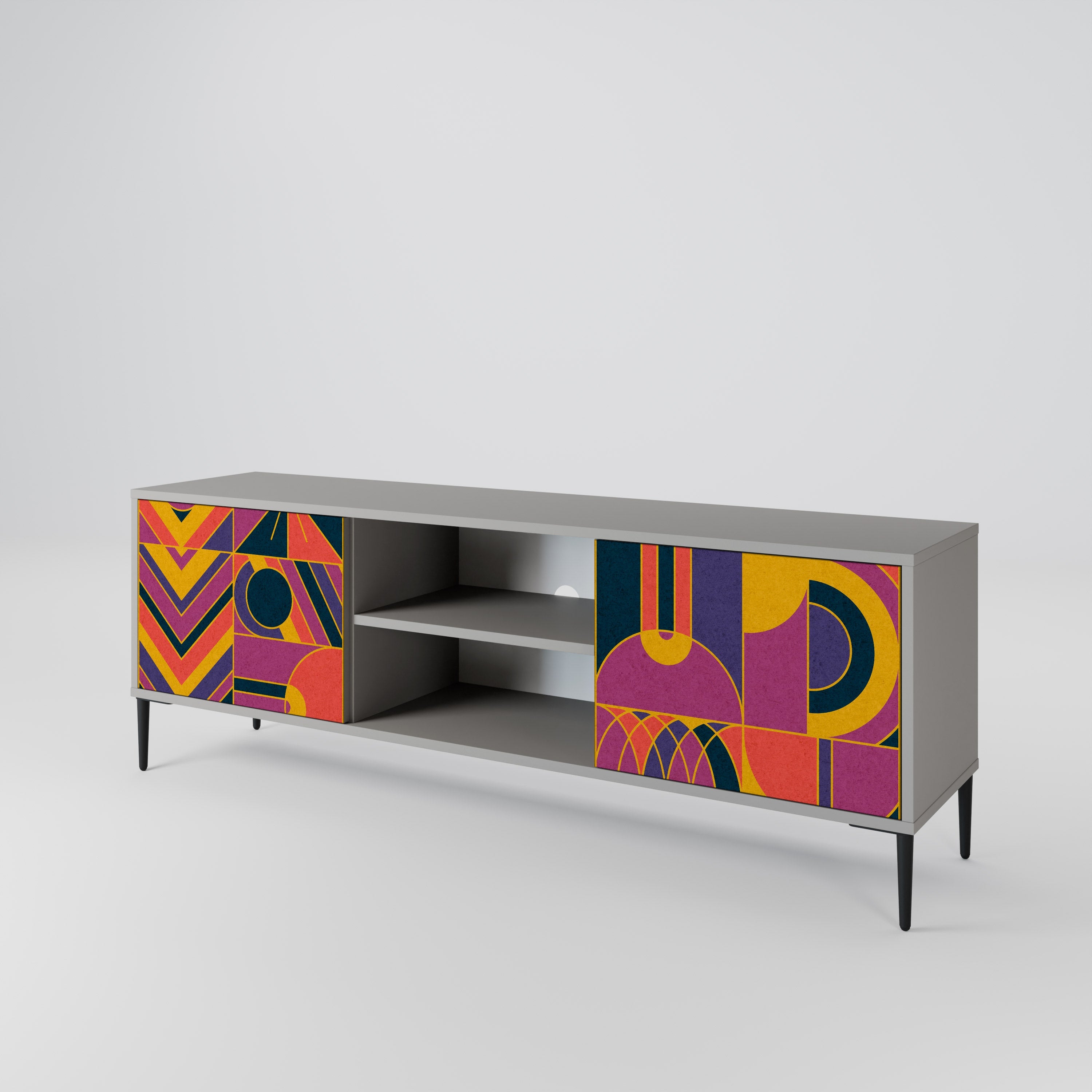 ELECTRIC PATTERNS 2-Door TV Stand in Grey Finish