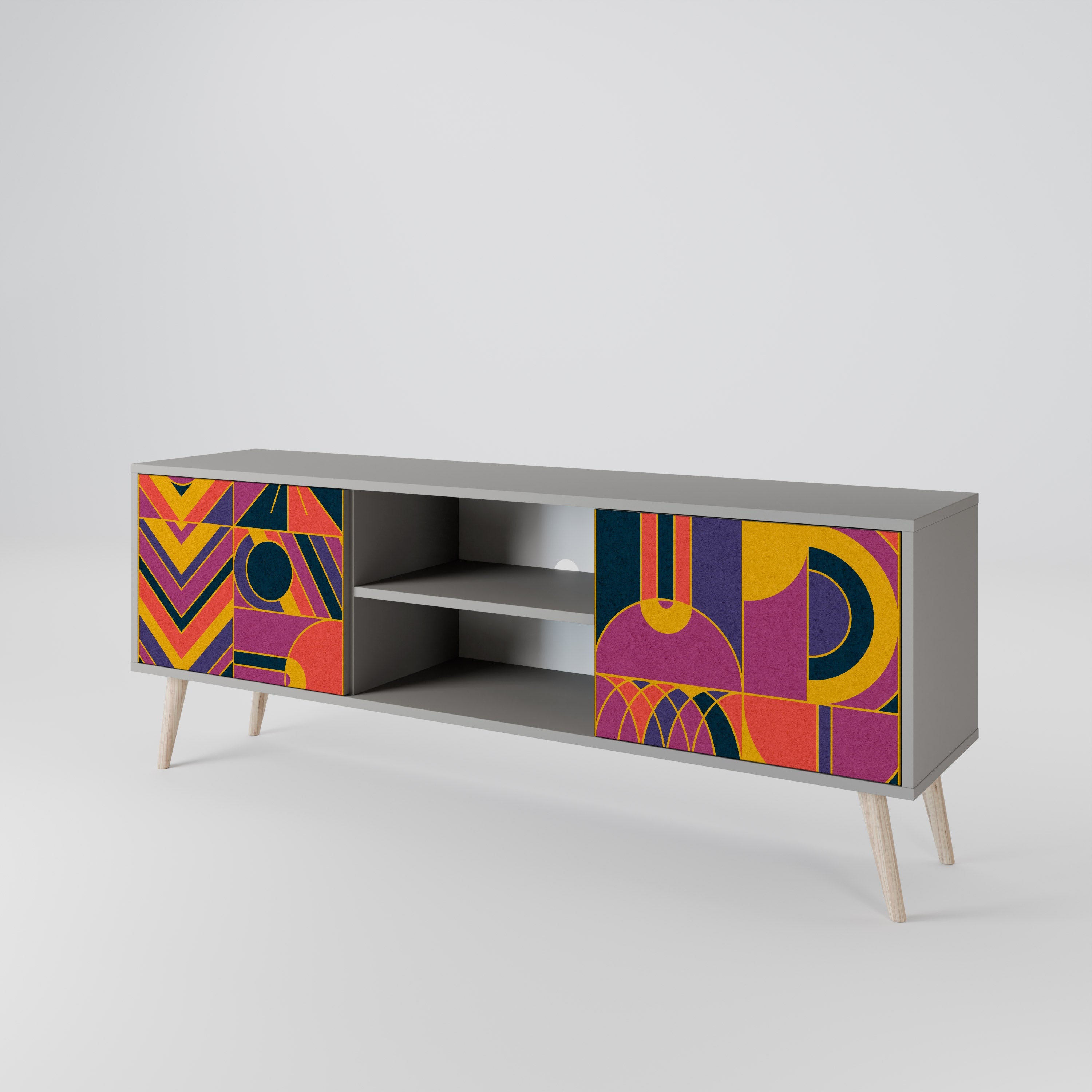 ELECTRIC PATTERNS 2-Door TV Stand in Grey Finish