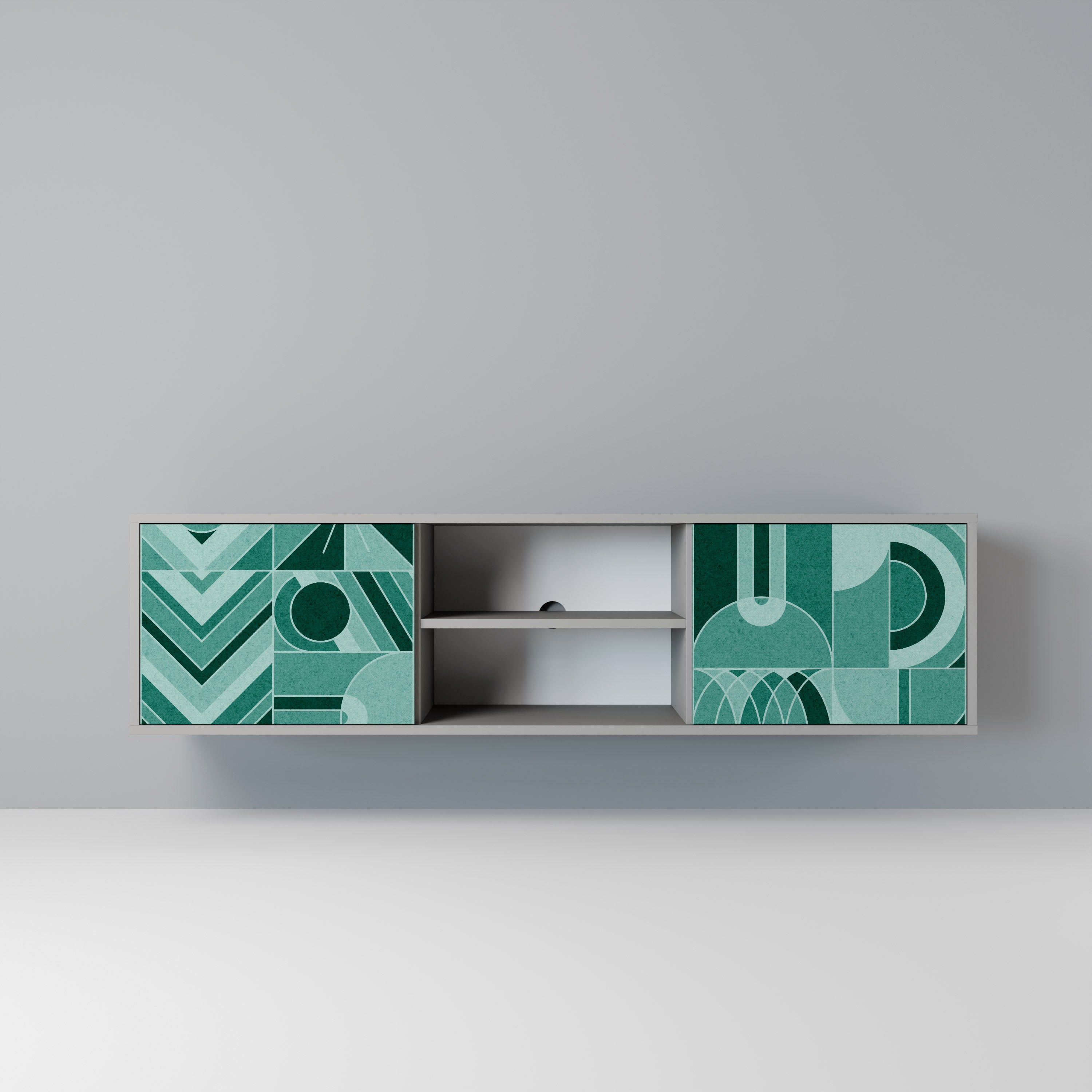 HARMONIC GRID 2-Door TV Stand in Grey Finish